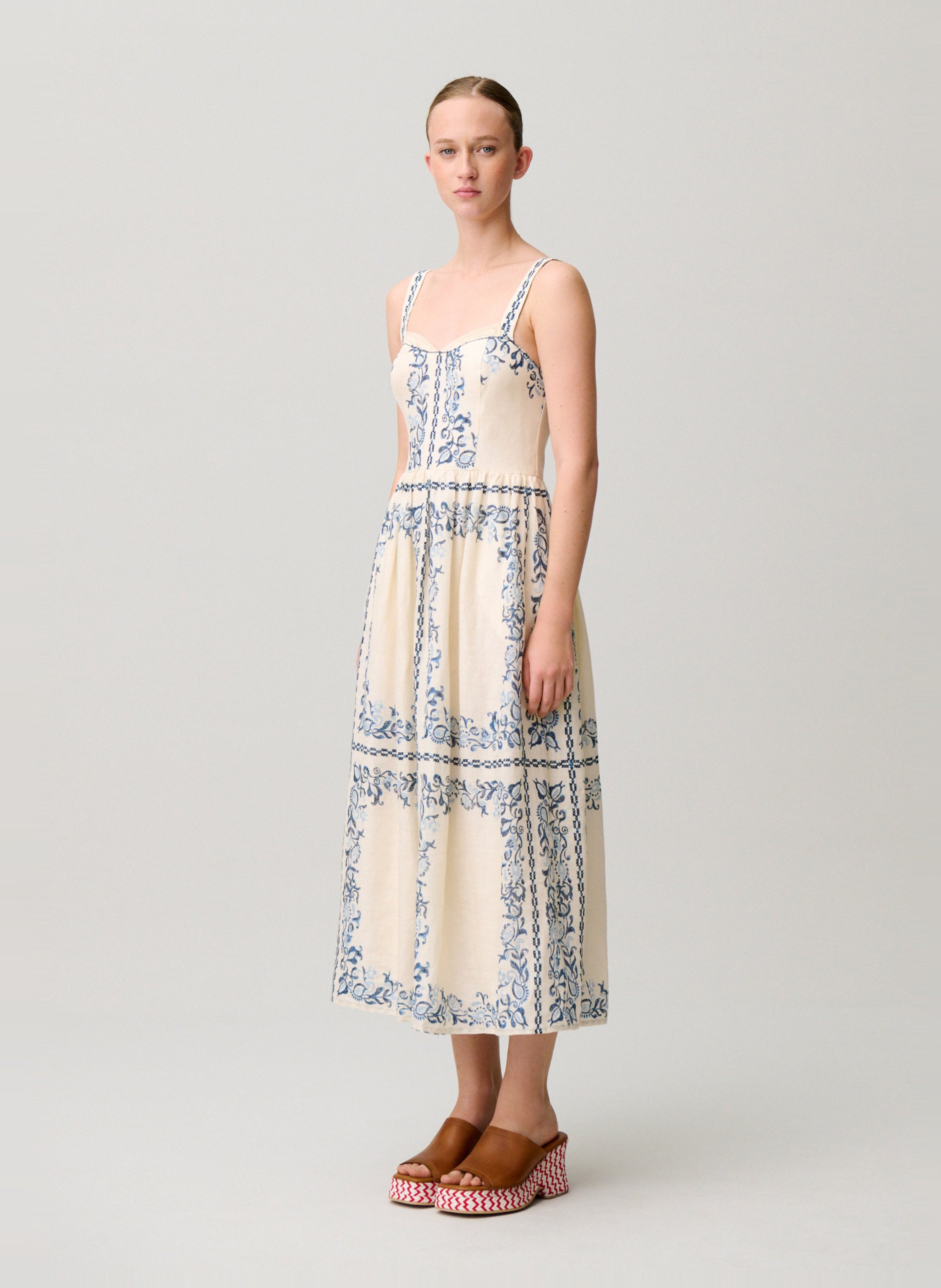 Robe en lin imprimé Multicolore