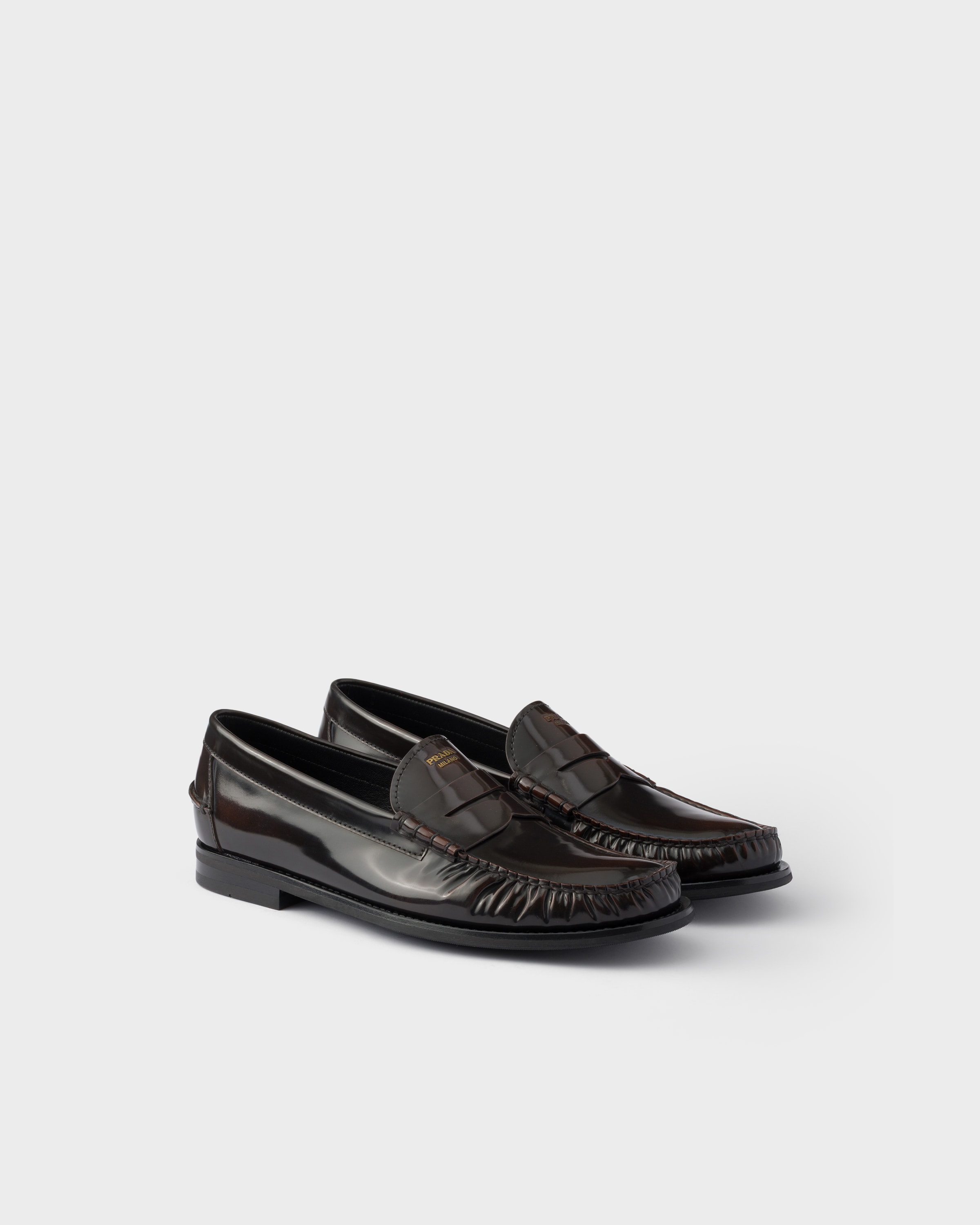 Mocassins en cuir brossé PRADA Marron