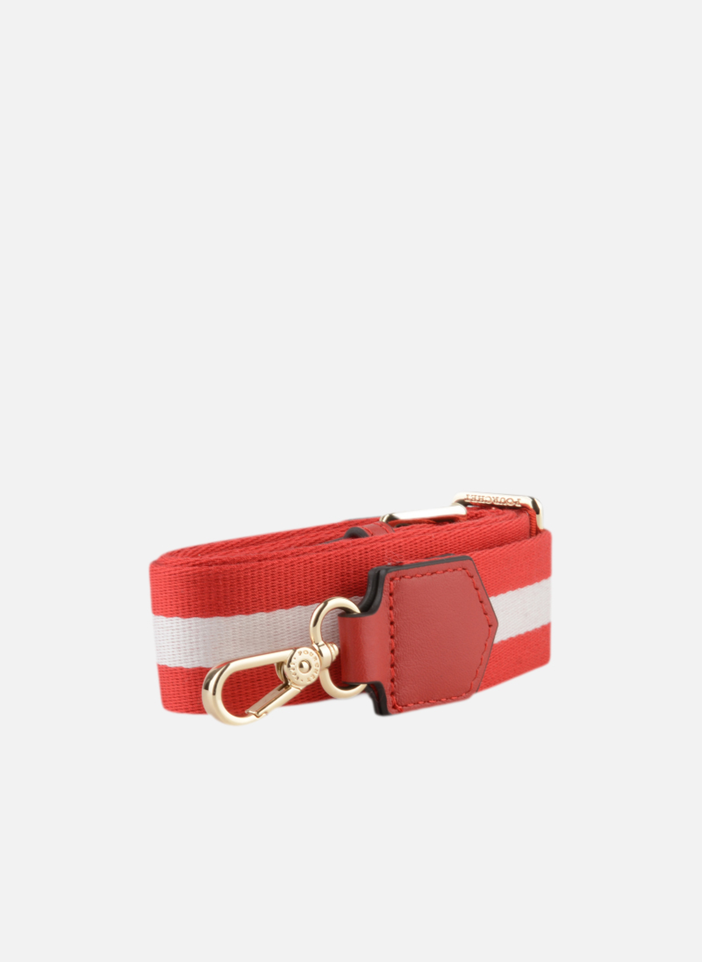 Bandoulière | bandoulière de sac à rayures en coton garni cuir POURCHET Rouge