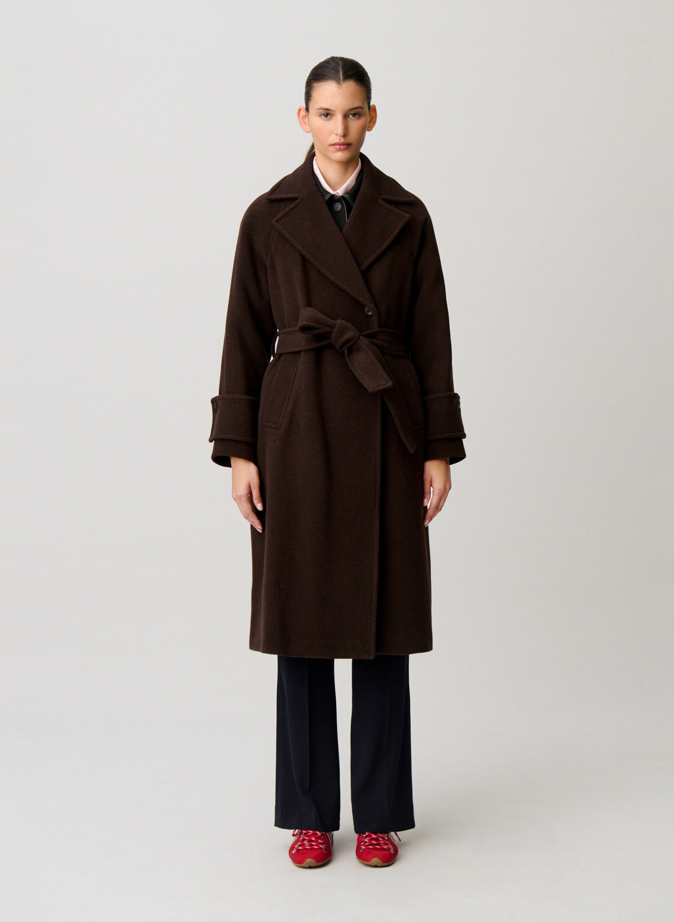 Manteau droit en laine mélangée gama CLAUDIE PIERLOT Marron