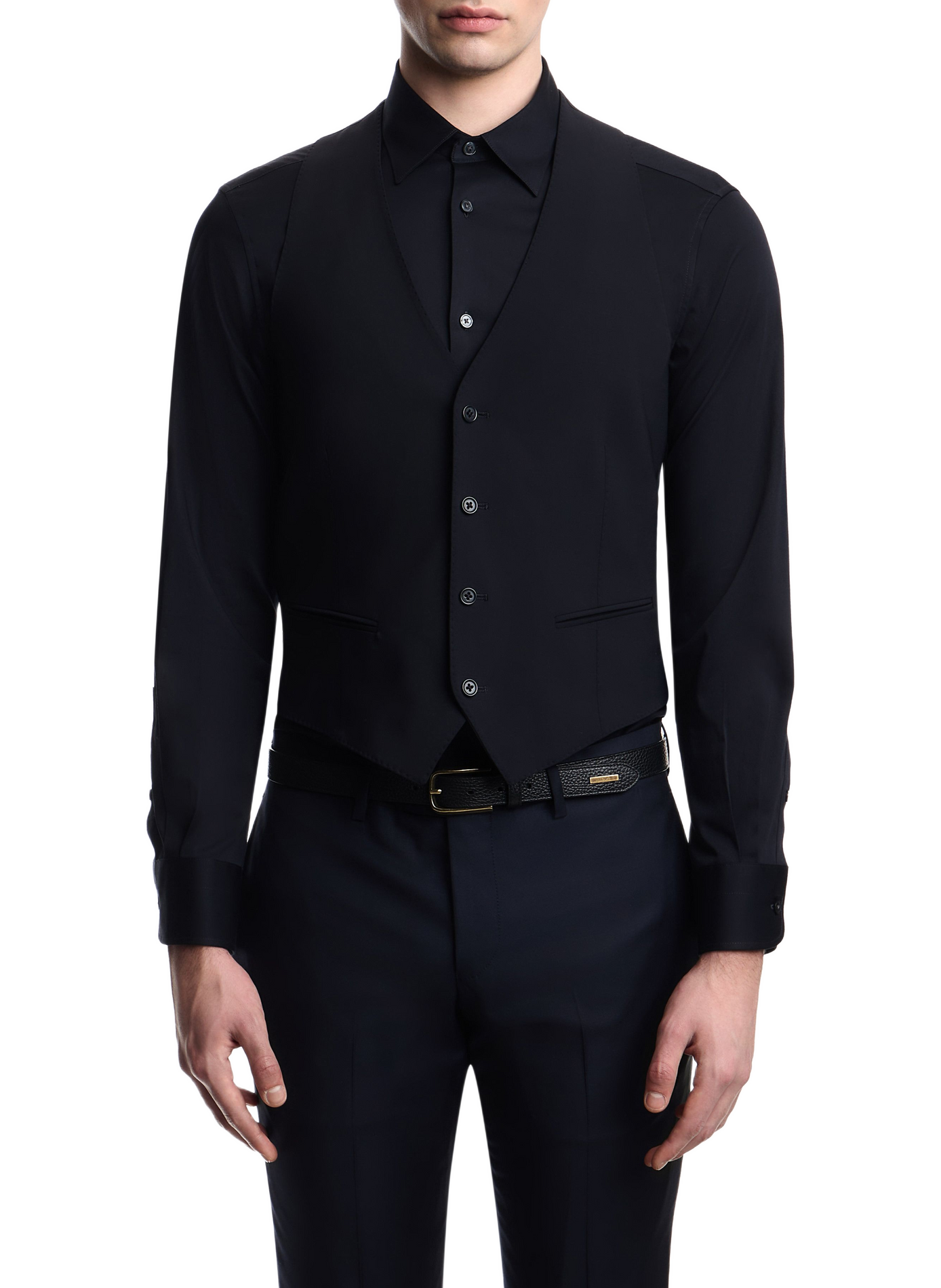 Short Tailored Vest in Solid Color EMPORIO ARMANI Blue