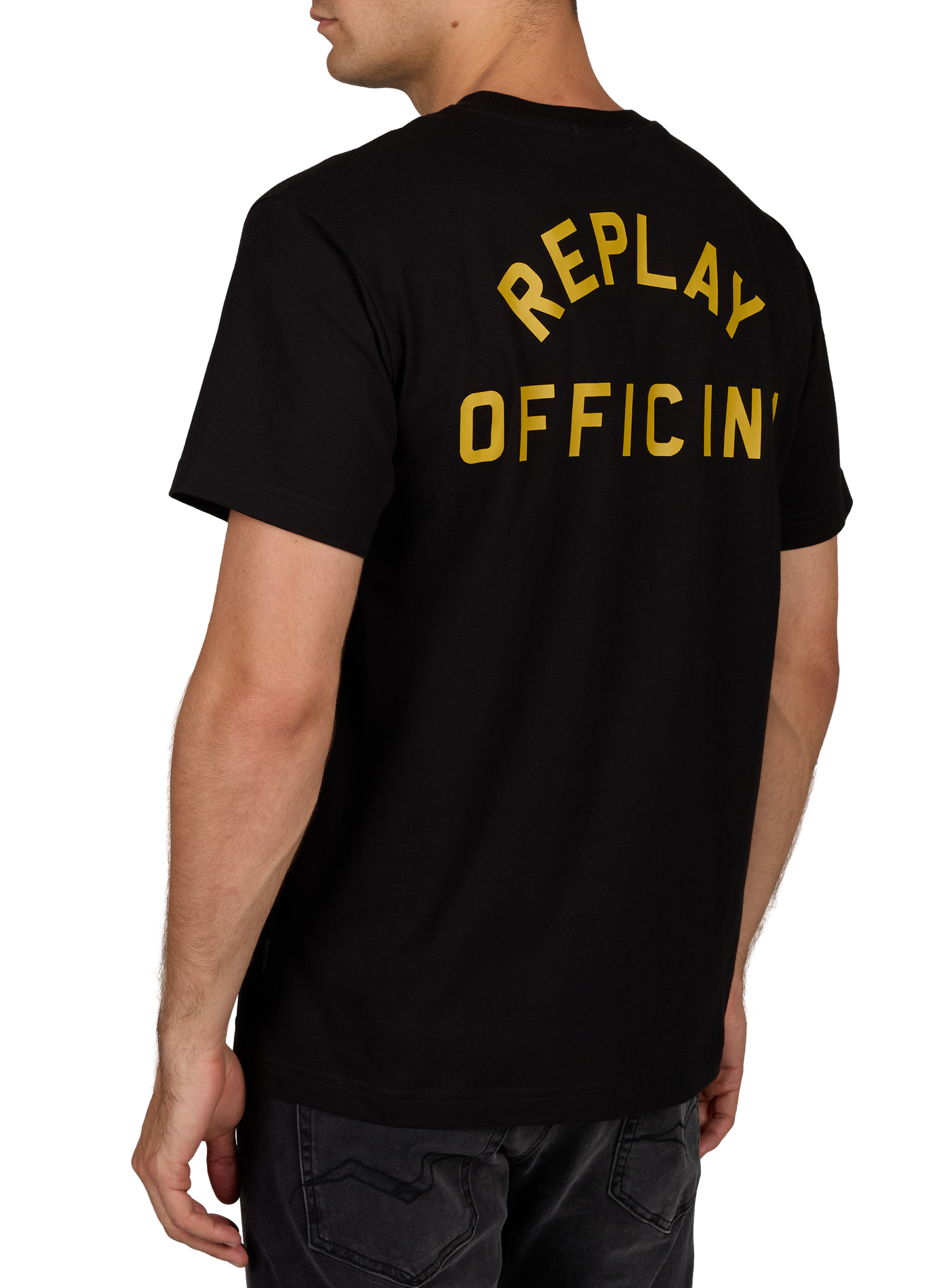 T-shirt with printed front and back in cotton REPLAY Black