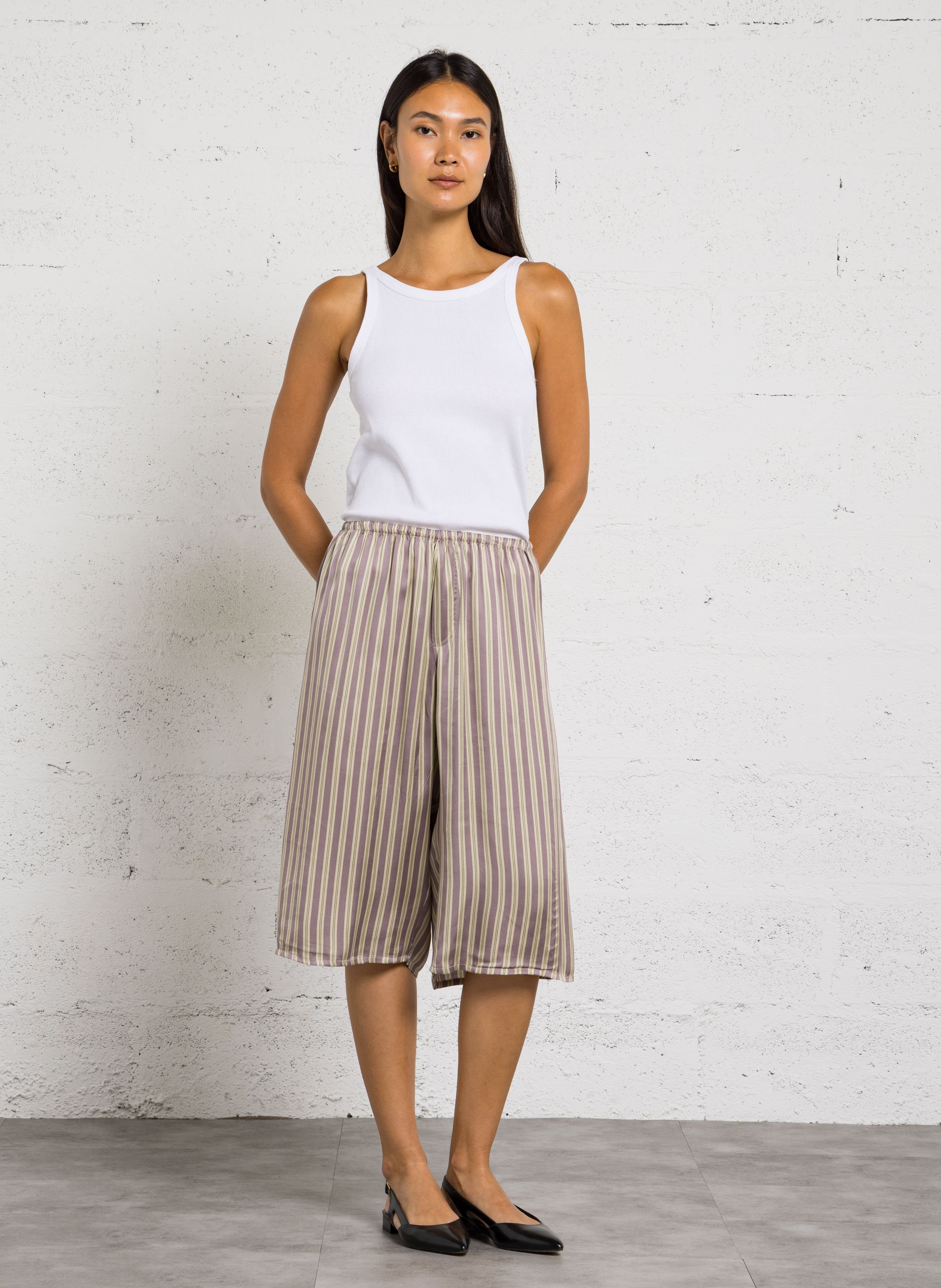 Short mi-long rayé bovalow AMERICAN VINTAGE Beige