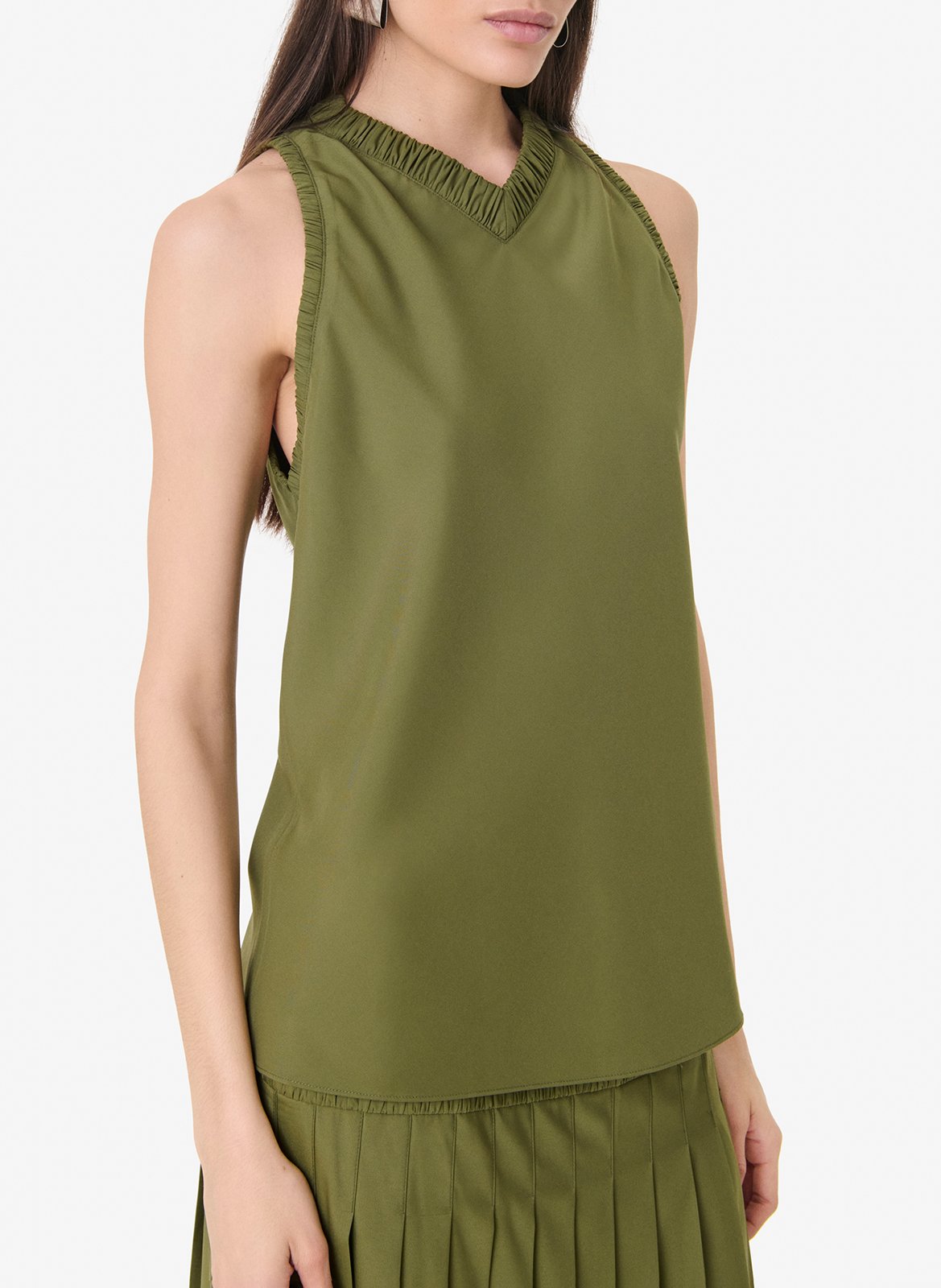 Top droit col v anxa IRO Vert