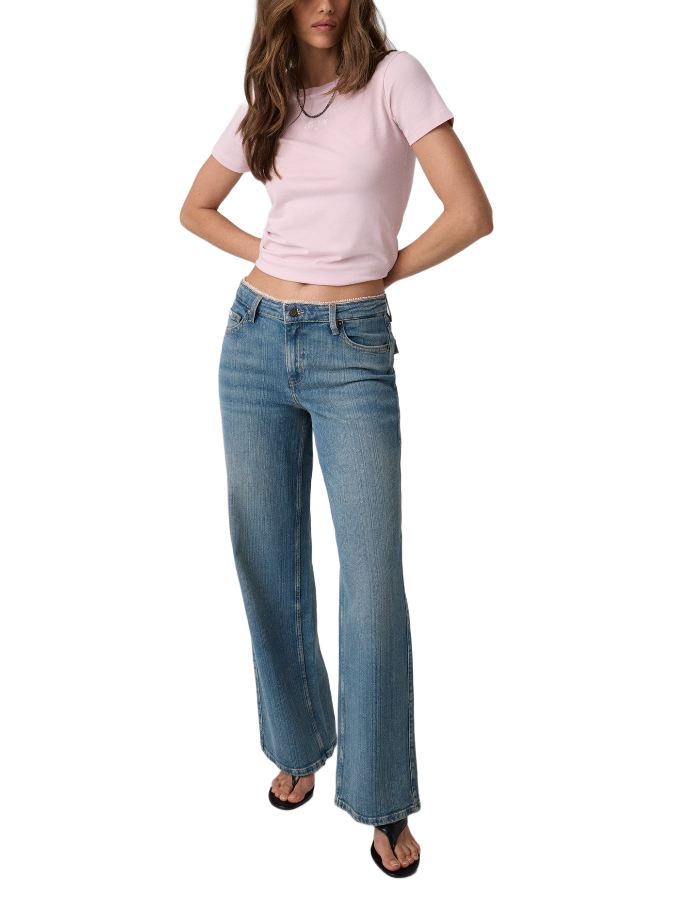 Cotton-blend round-neck T-shirt GUESS White