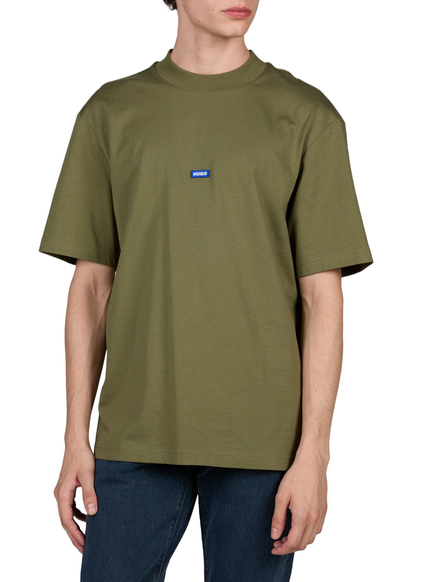 T-shirt met katoenen logo HUGO BLUE Groen
