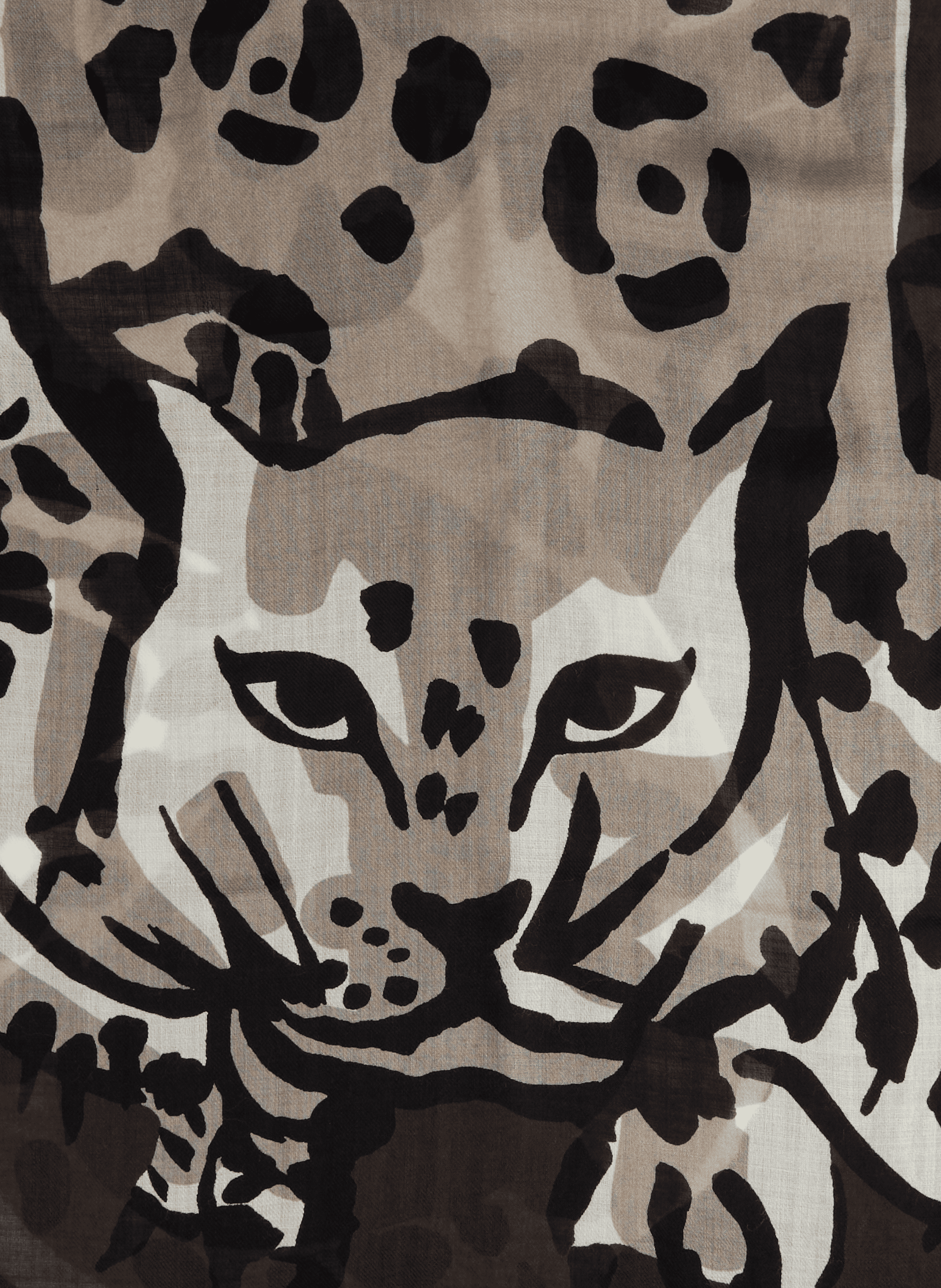 FELINO printed wool scarf INOUI EDITIONS Brown