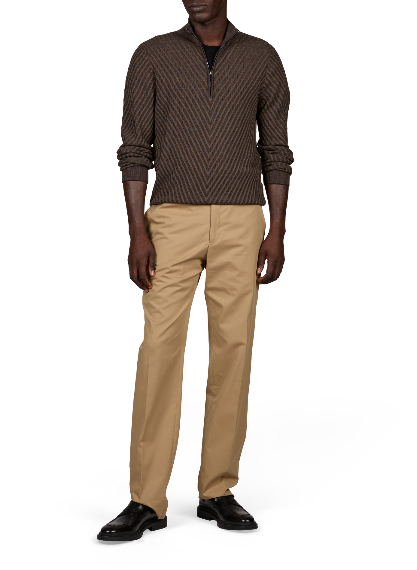 Straight wool zip-up sweater EMPORIO ARMANI Brown