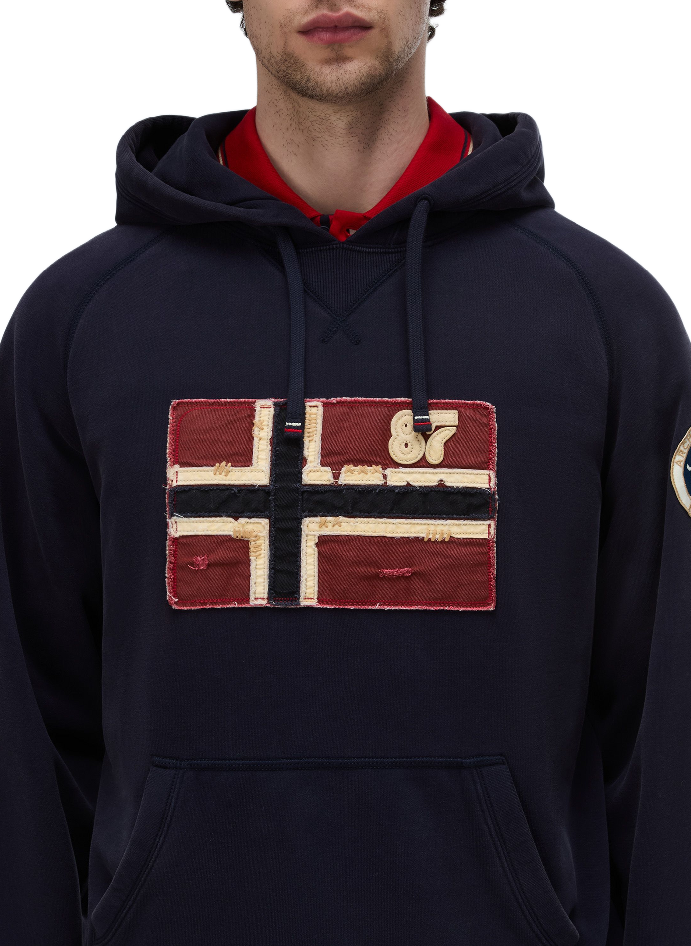 Straight embroidered hooded sweatshirt NAPAPIJRI Blue