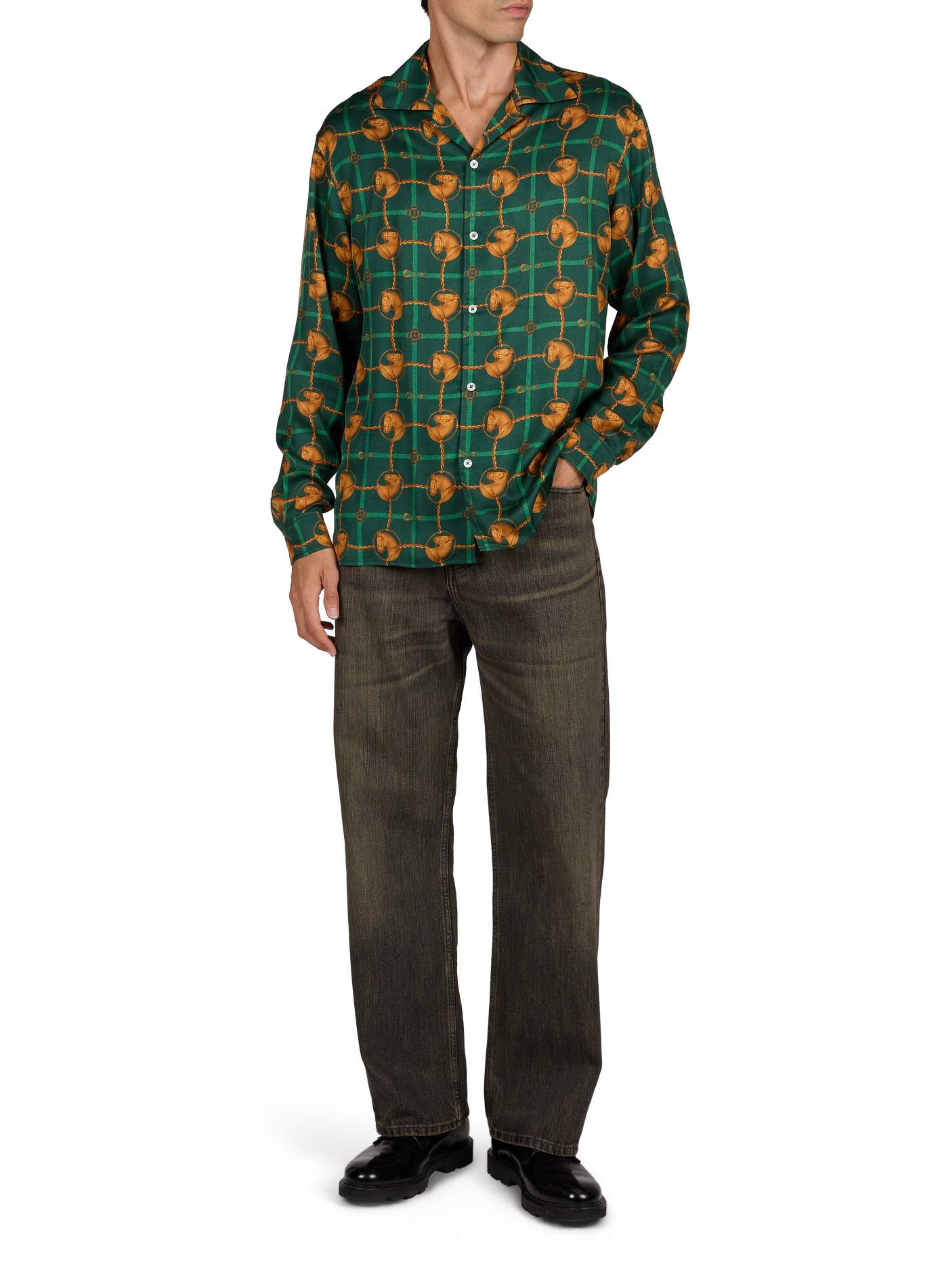Printed flowing shirt DROLE DE MONSIEUR Green