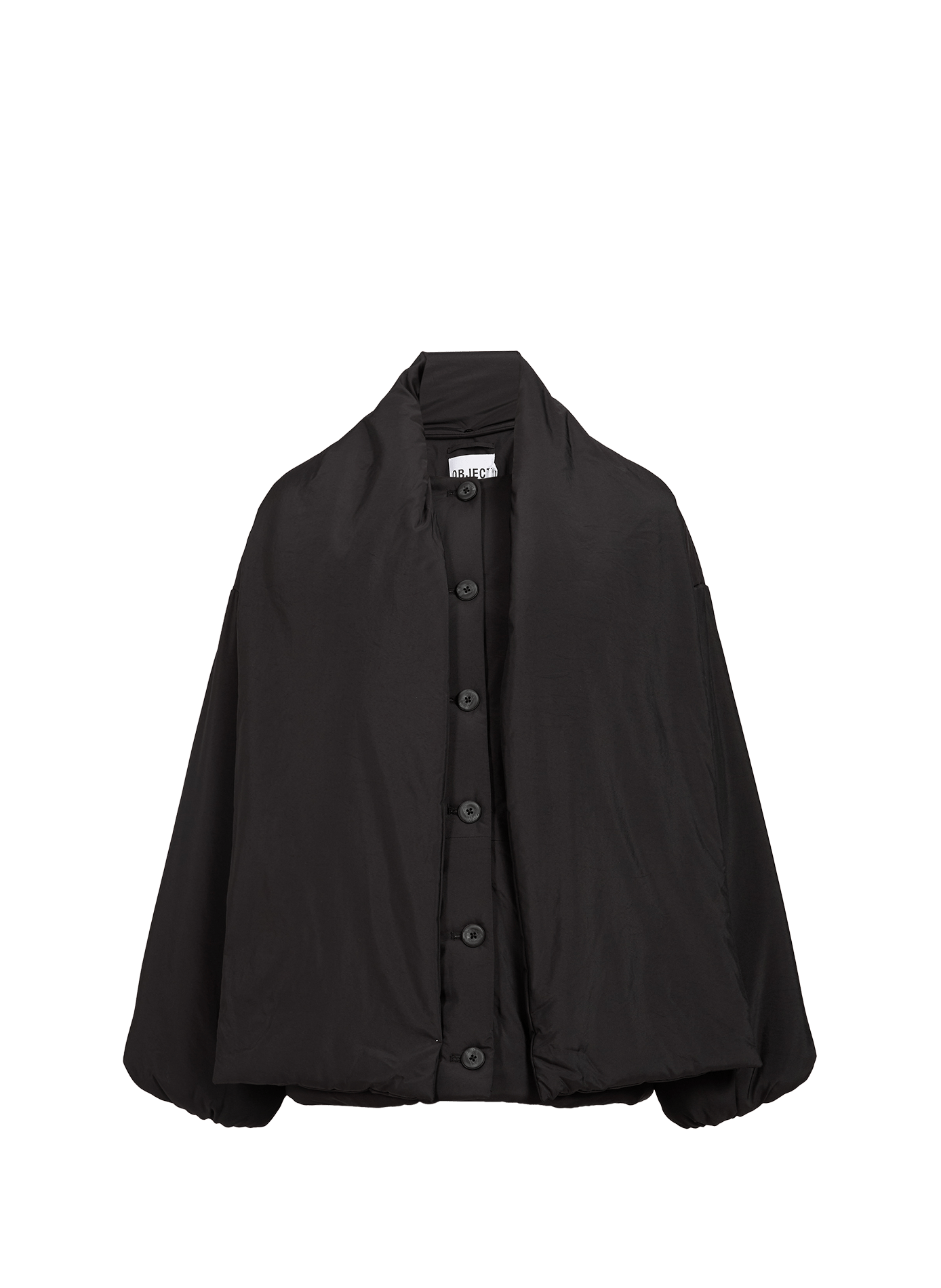 Weit geschnittene Jacke mit einfarbigem Schal OBJECT Schwarz