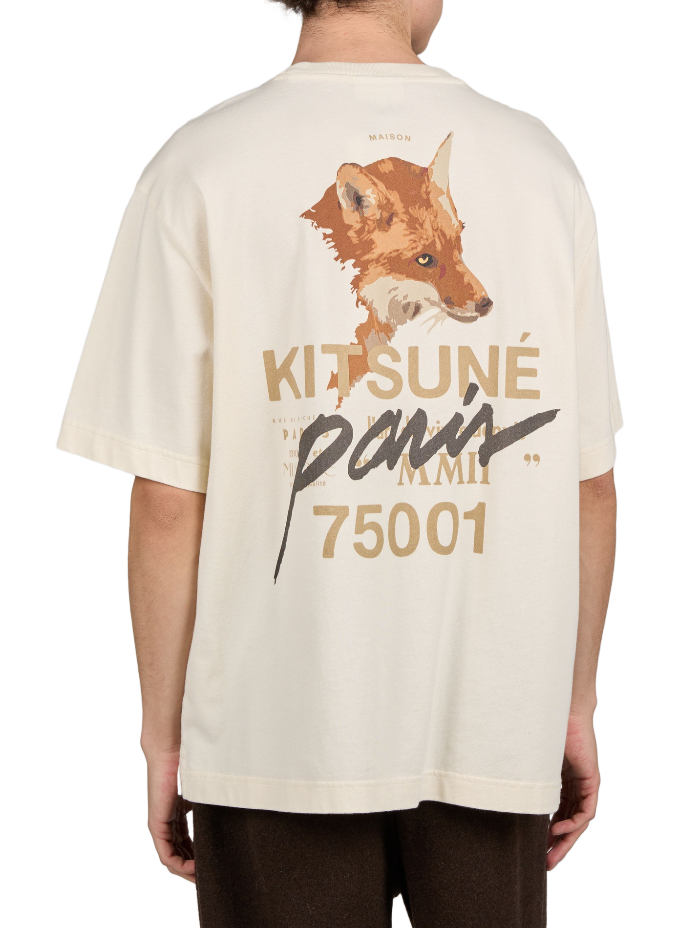 Straight-fit crew-neck printed T-shirt MAISON KITSUNÉ Beige