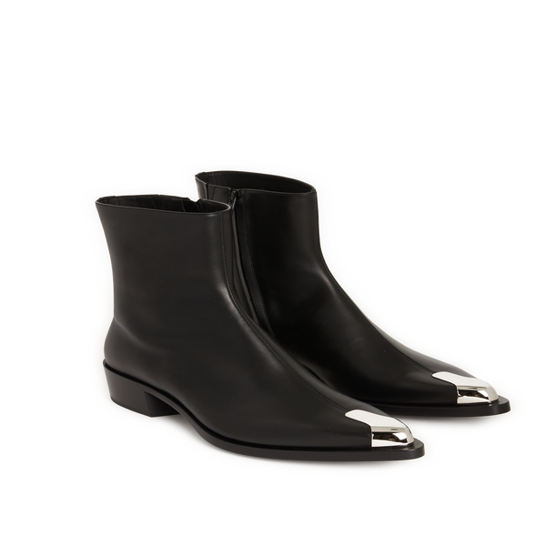 Alexander Mcqueen Punk Leather Ankle Boots In Black