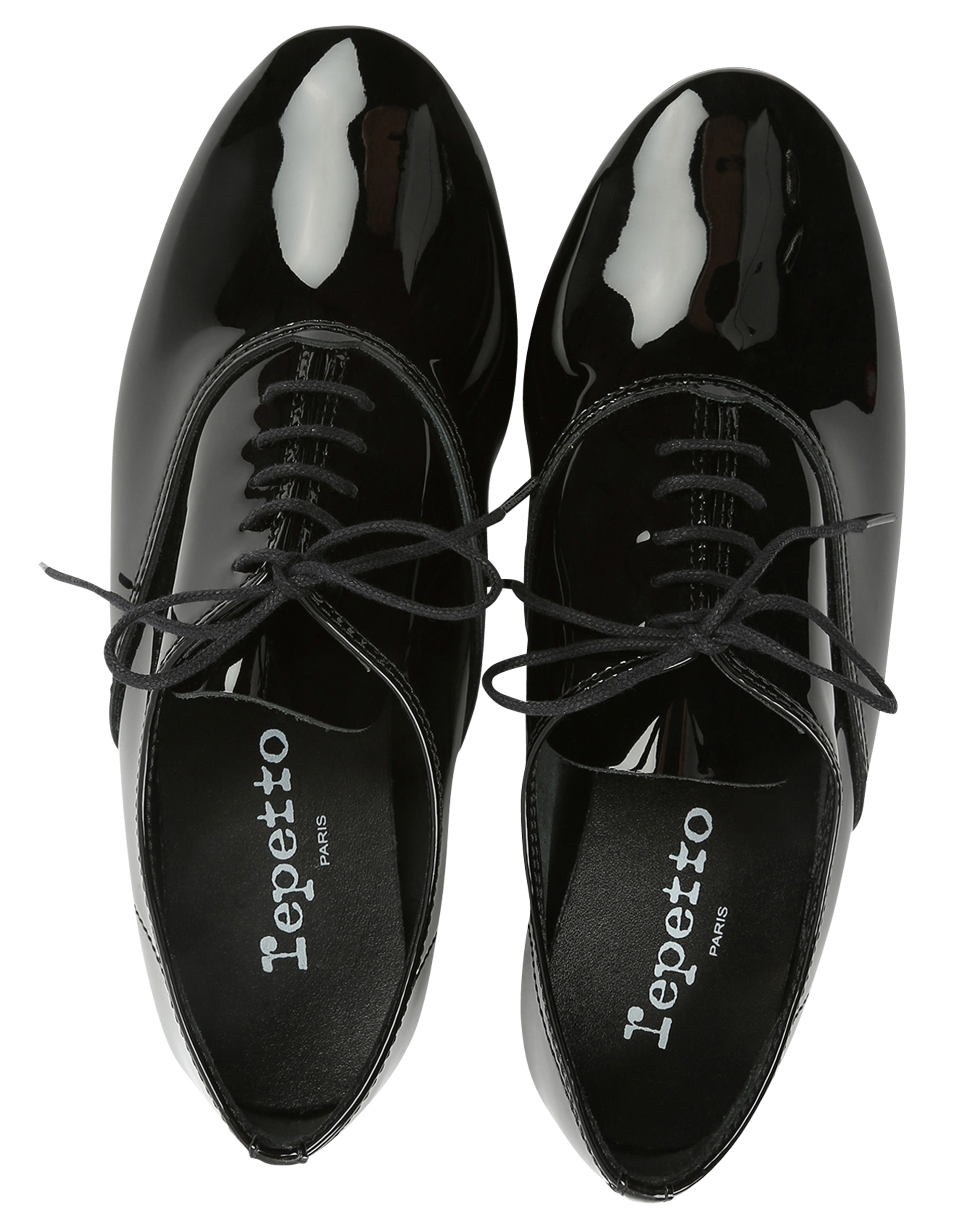 Richelieu en cuir vernis à petit talon zizi Noir