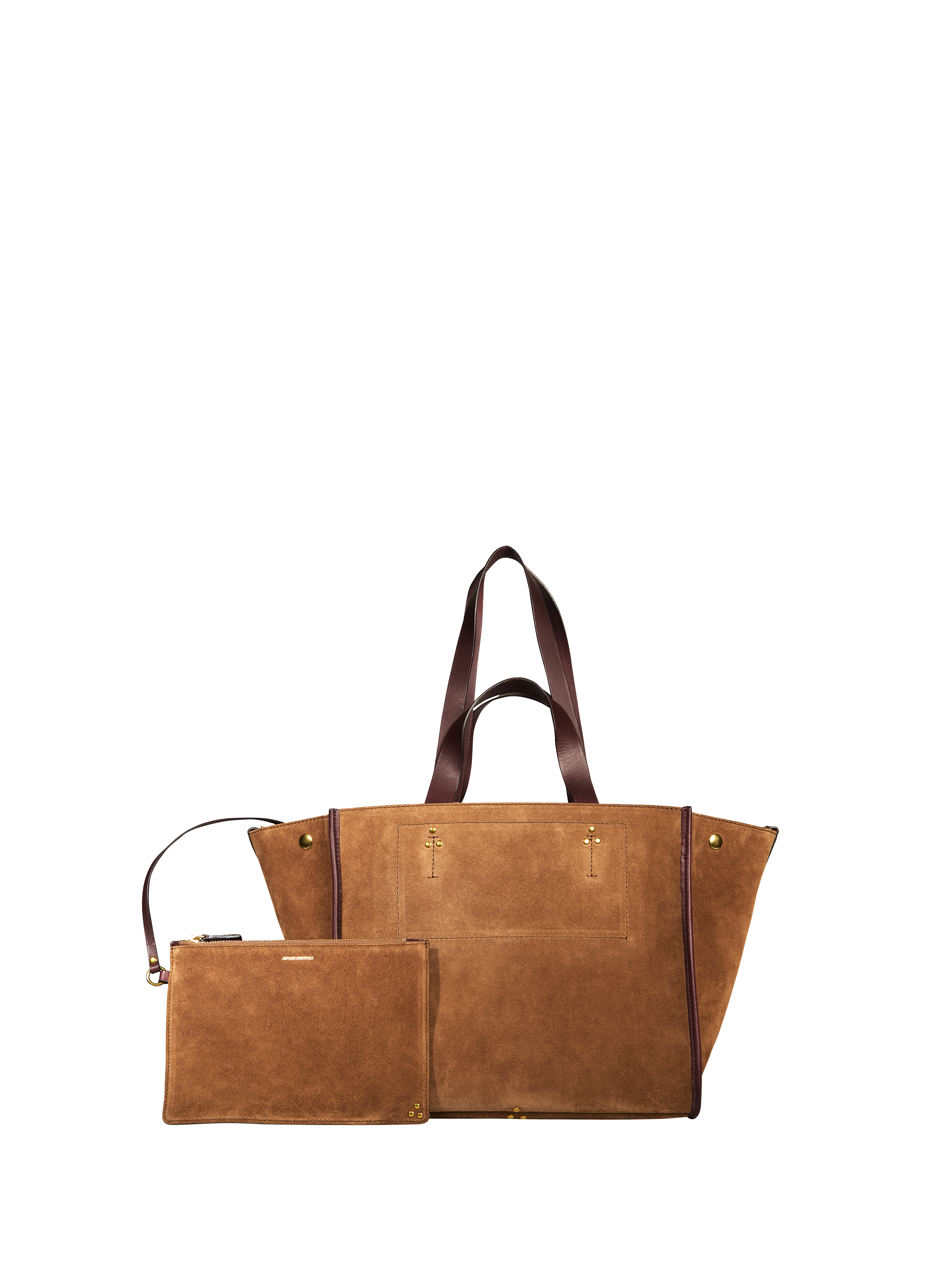 JÉRÔME DREYFUSS Sac cabas Léon M en croûte de cuir Marron