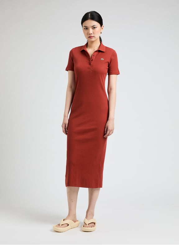 Robe longue en coton Rouge by LACOSTE LACOSTE Robe longue en coton Rouge