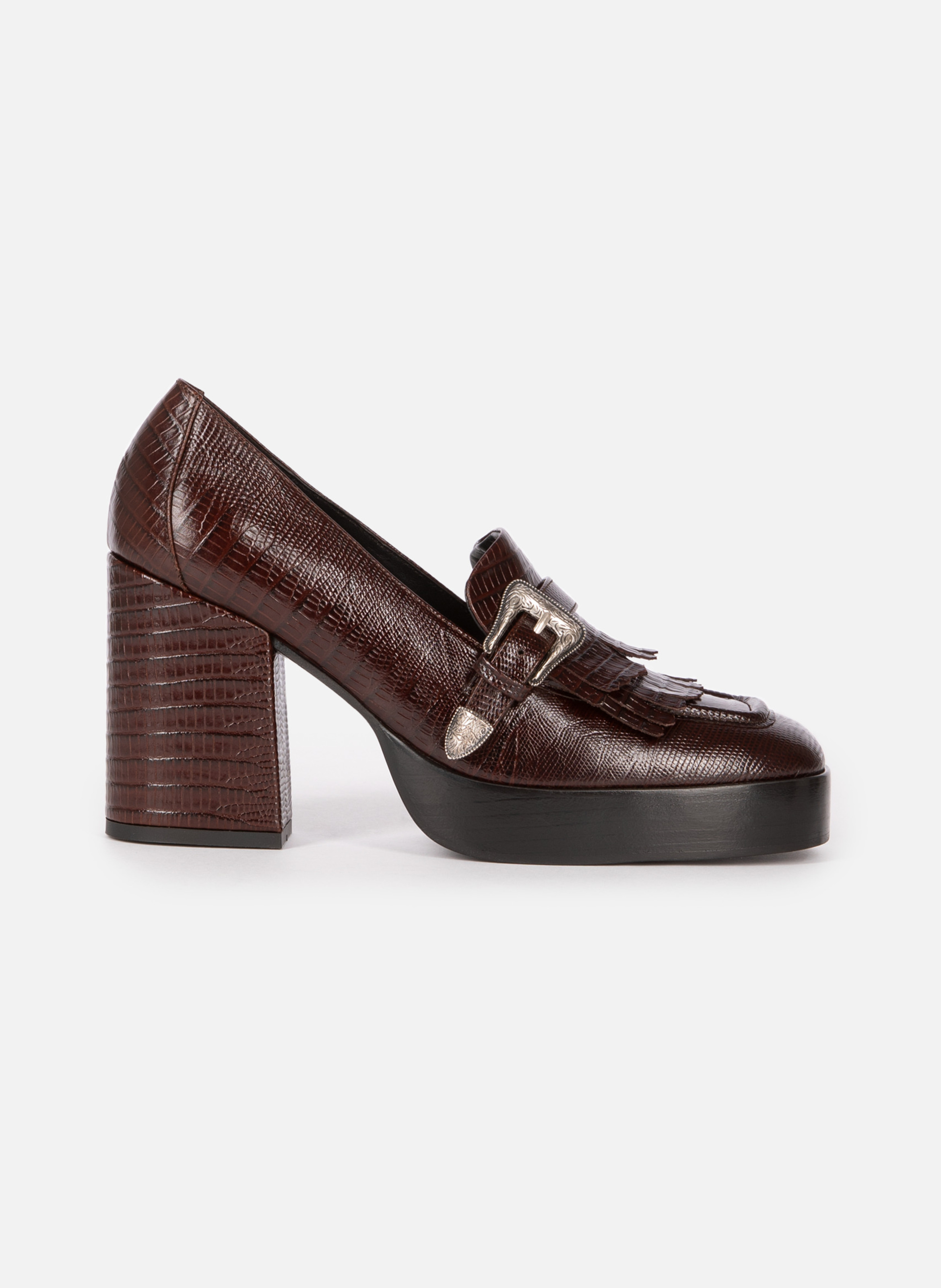 THE KOOPLES Mocassins à talons en cuir Marron