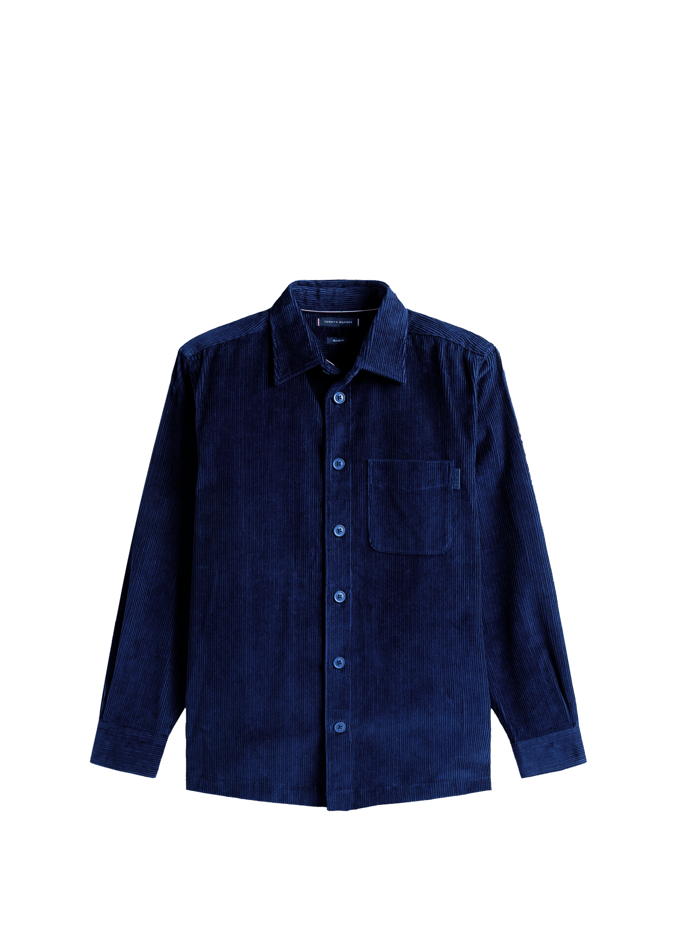 Chemise col classique manches contrastantes en coton Blue