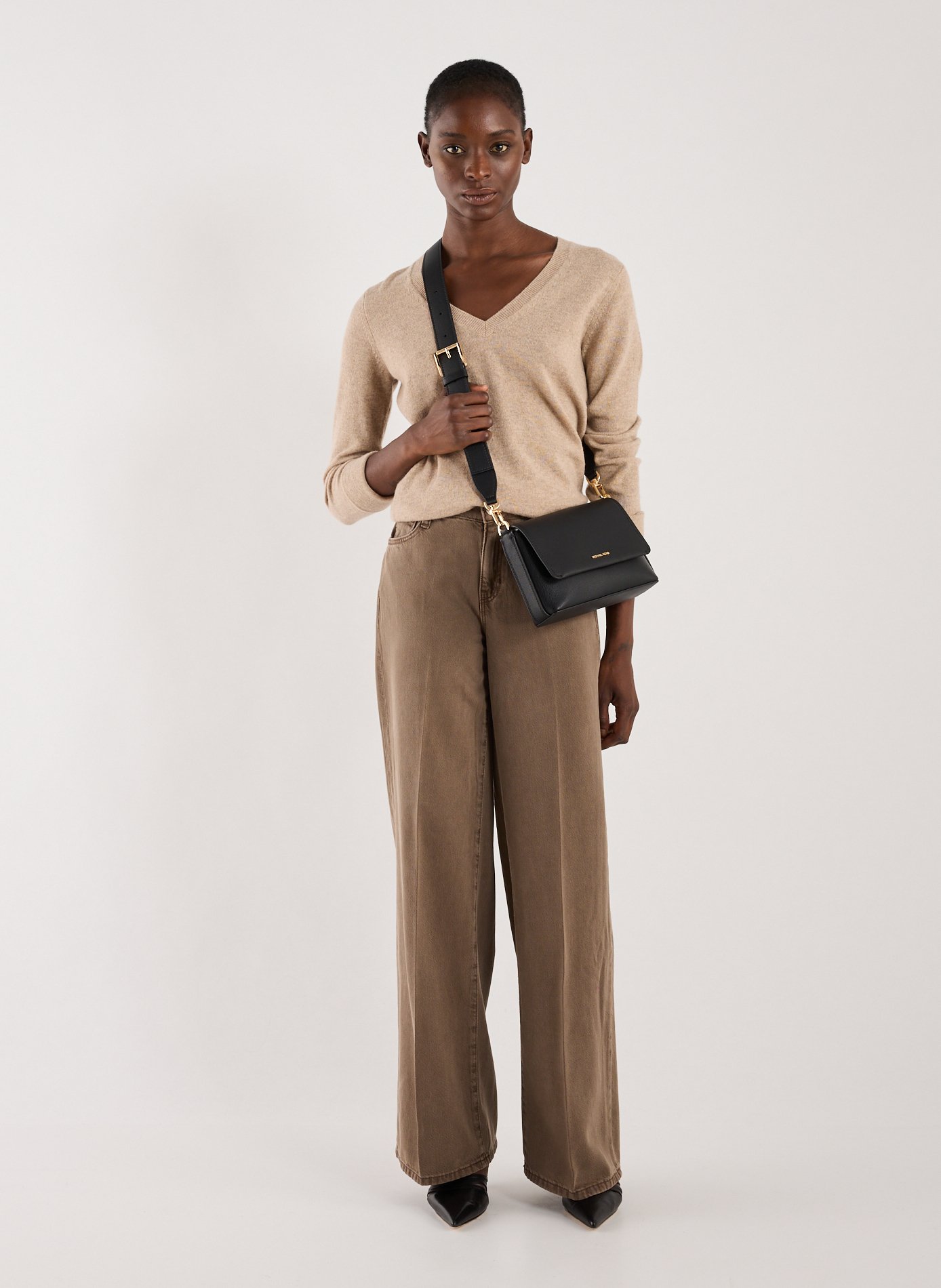 Small leather Nessa shoulder bag MICHAEL KORS Black