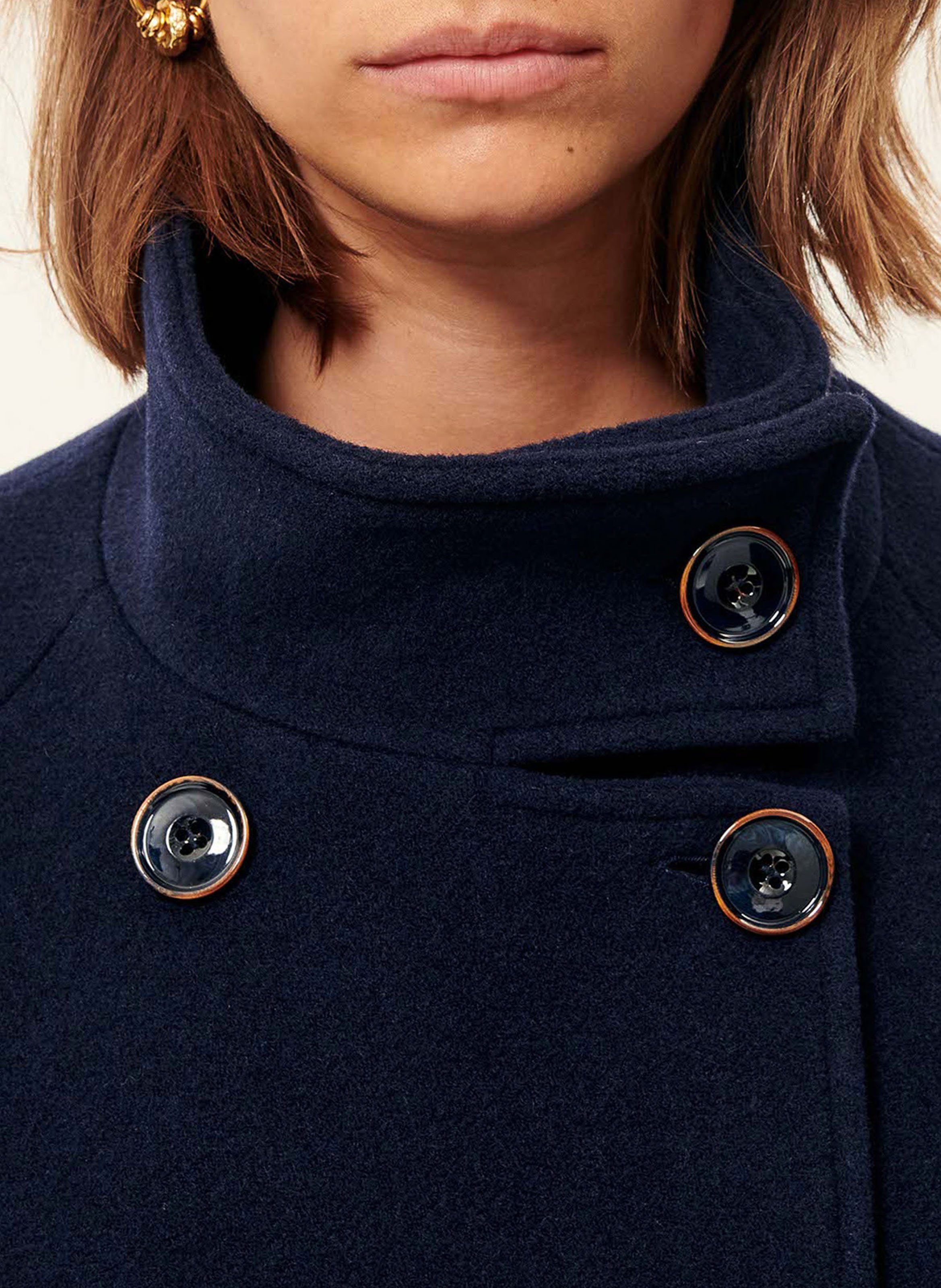 Manteau col montant en laine mélangée bleeckett SESSUN Bleu