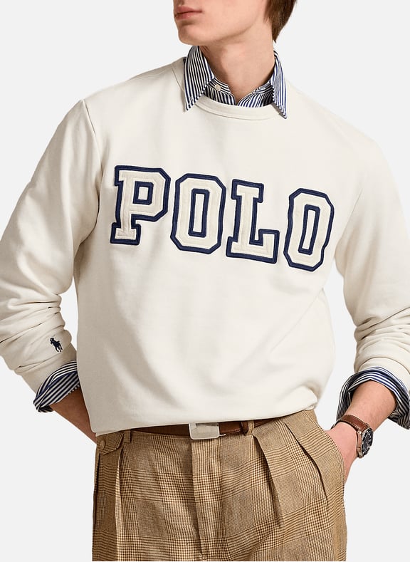 Sweat droit col rond en coton mélangé Blanc by POLO RALPH LAUREN POLO RALPH LAUREN Sweat droit col rond en coton mélangé Blanc