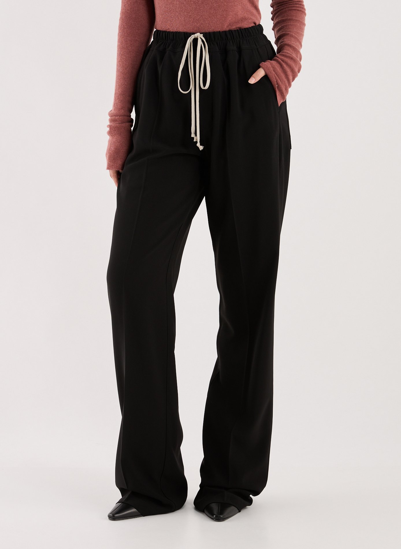 RICK OWENS Pantalon évasé uni Noir