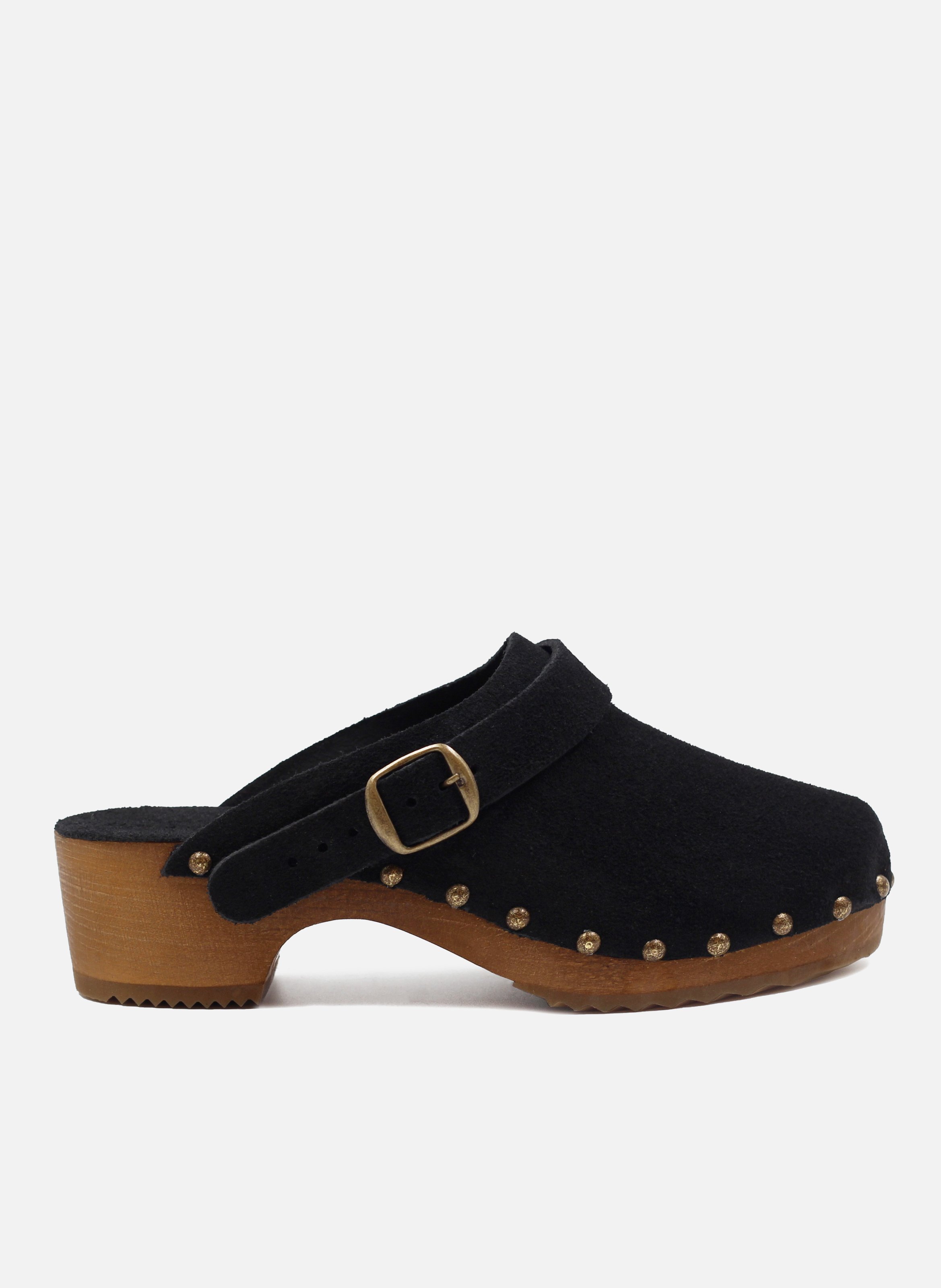 Sabots bois brides cuir daim JULES & JENN Noir