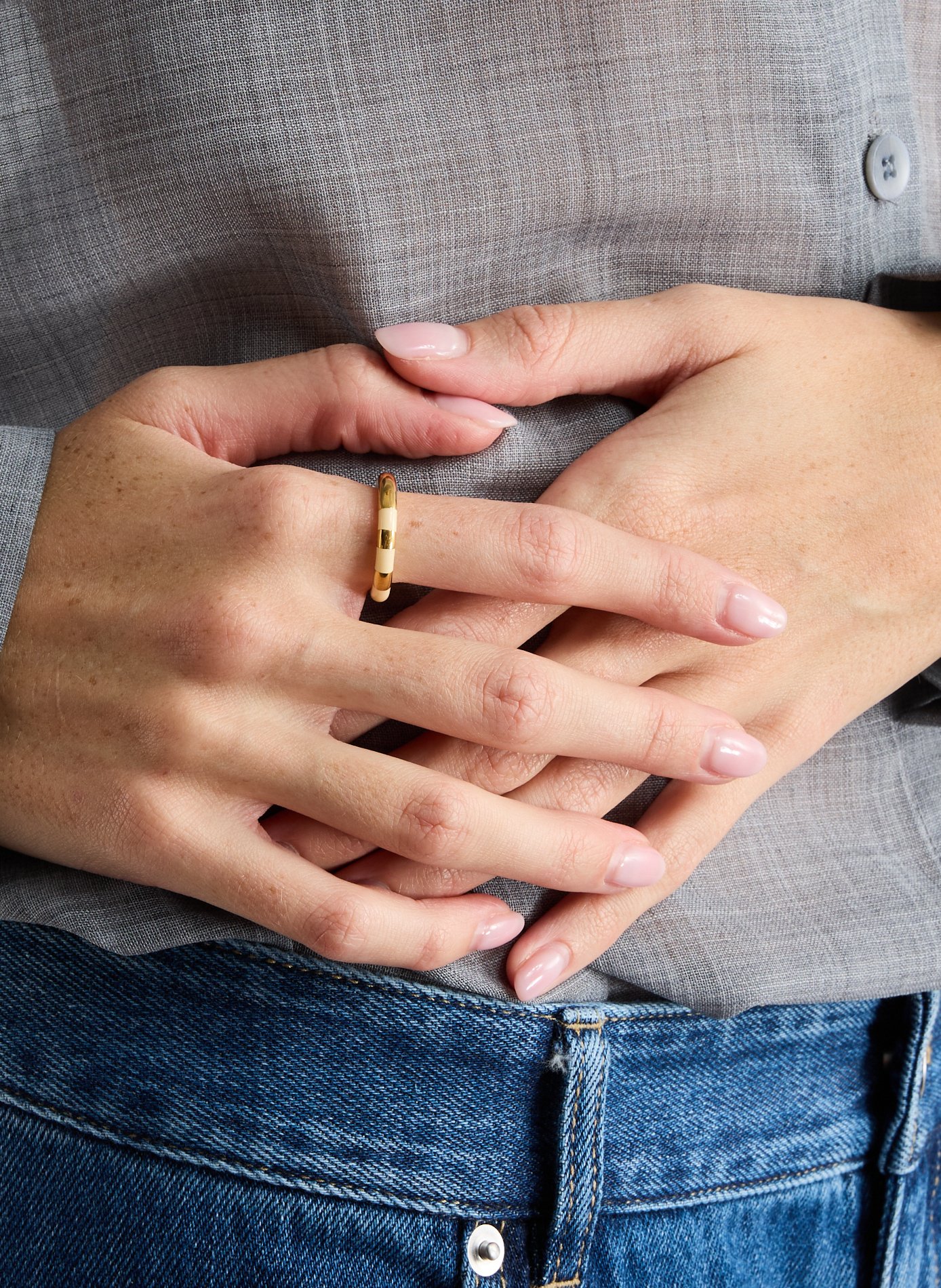 Bague Positano AURELIE BIDERMANN Beige