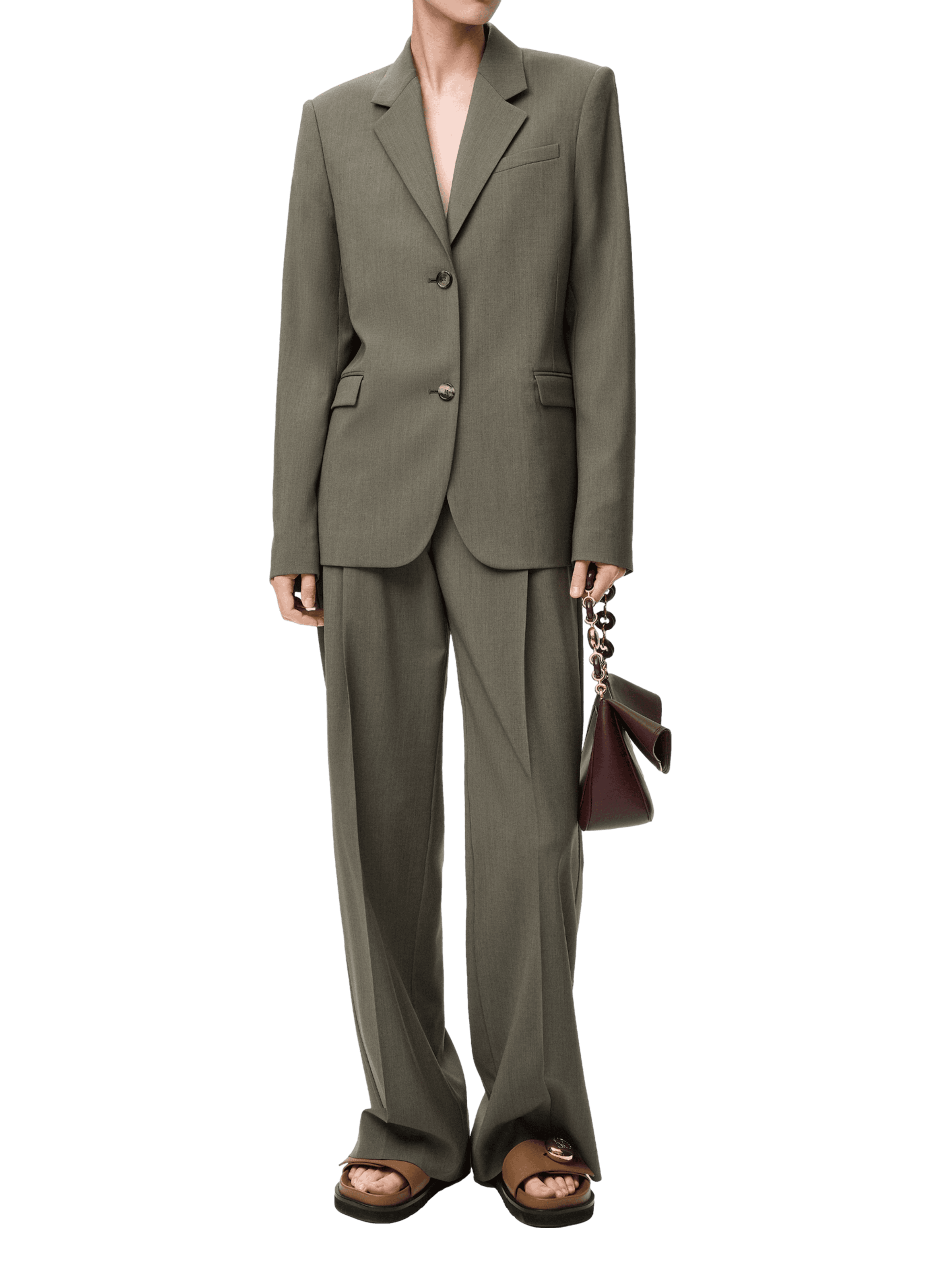 Straight wool blend blazer LOEWE Green