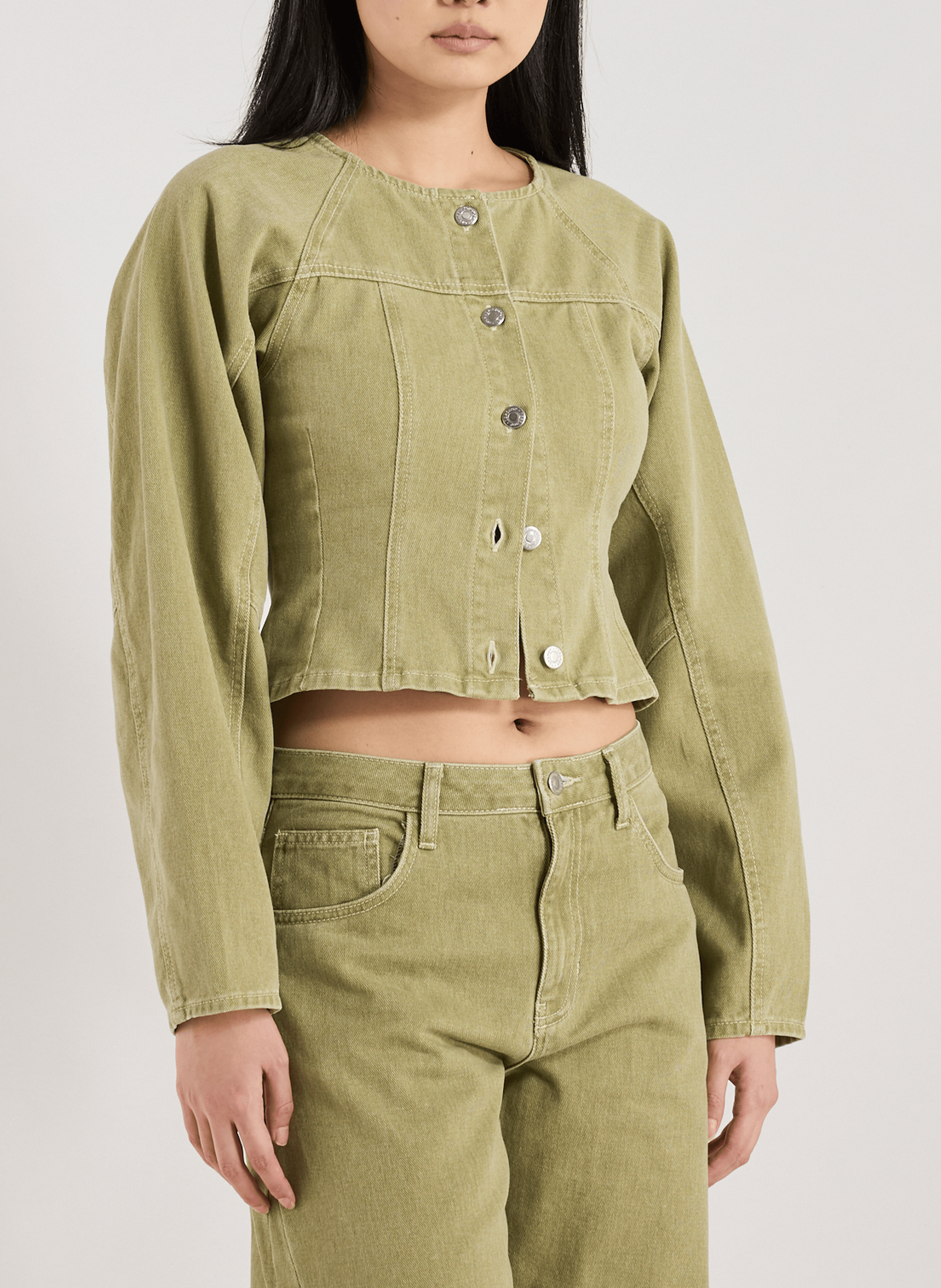 TOPSHOP Top avec boutons en coton Vert