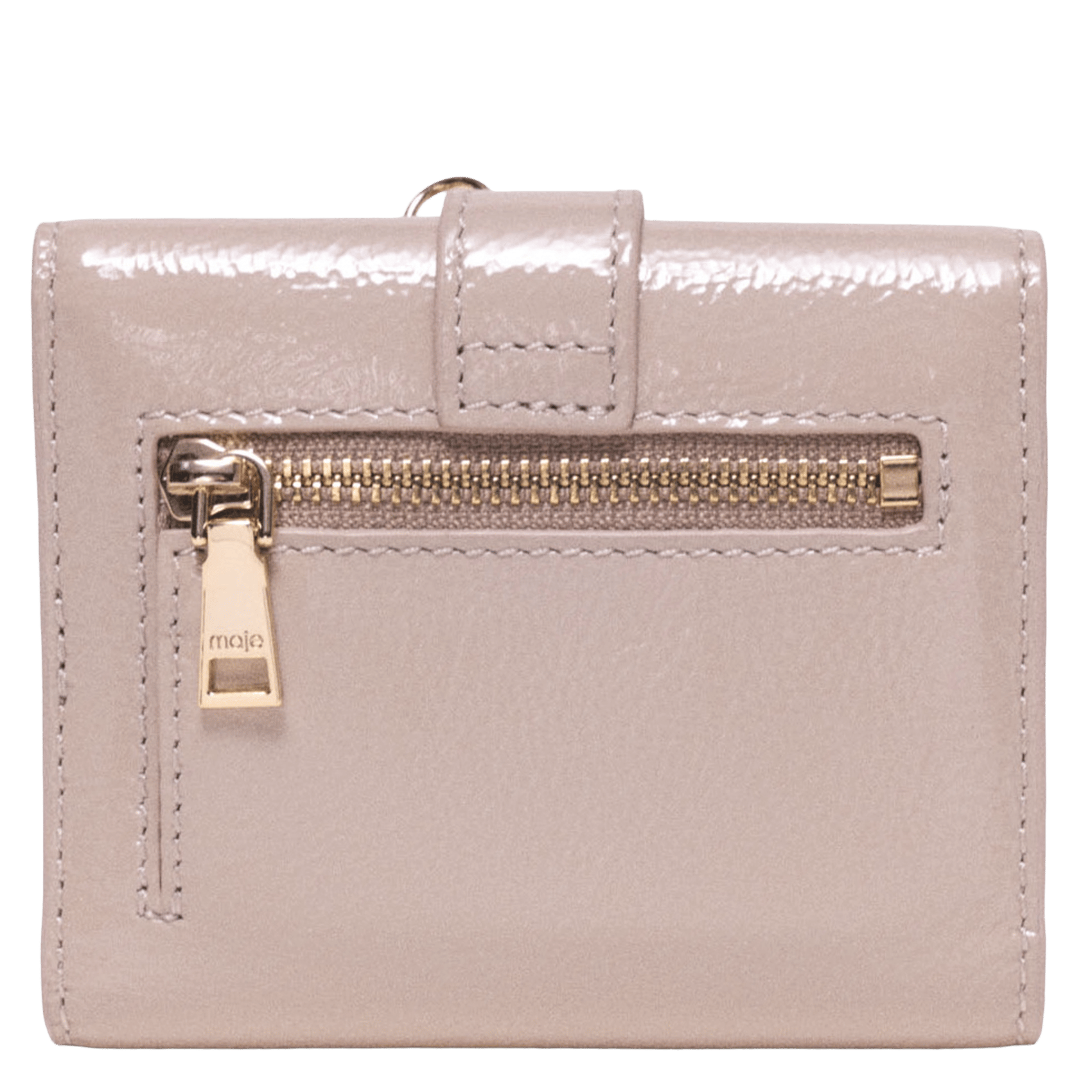 Portefeuille à rabat uni en cuir miss m MAJE Beige