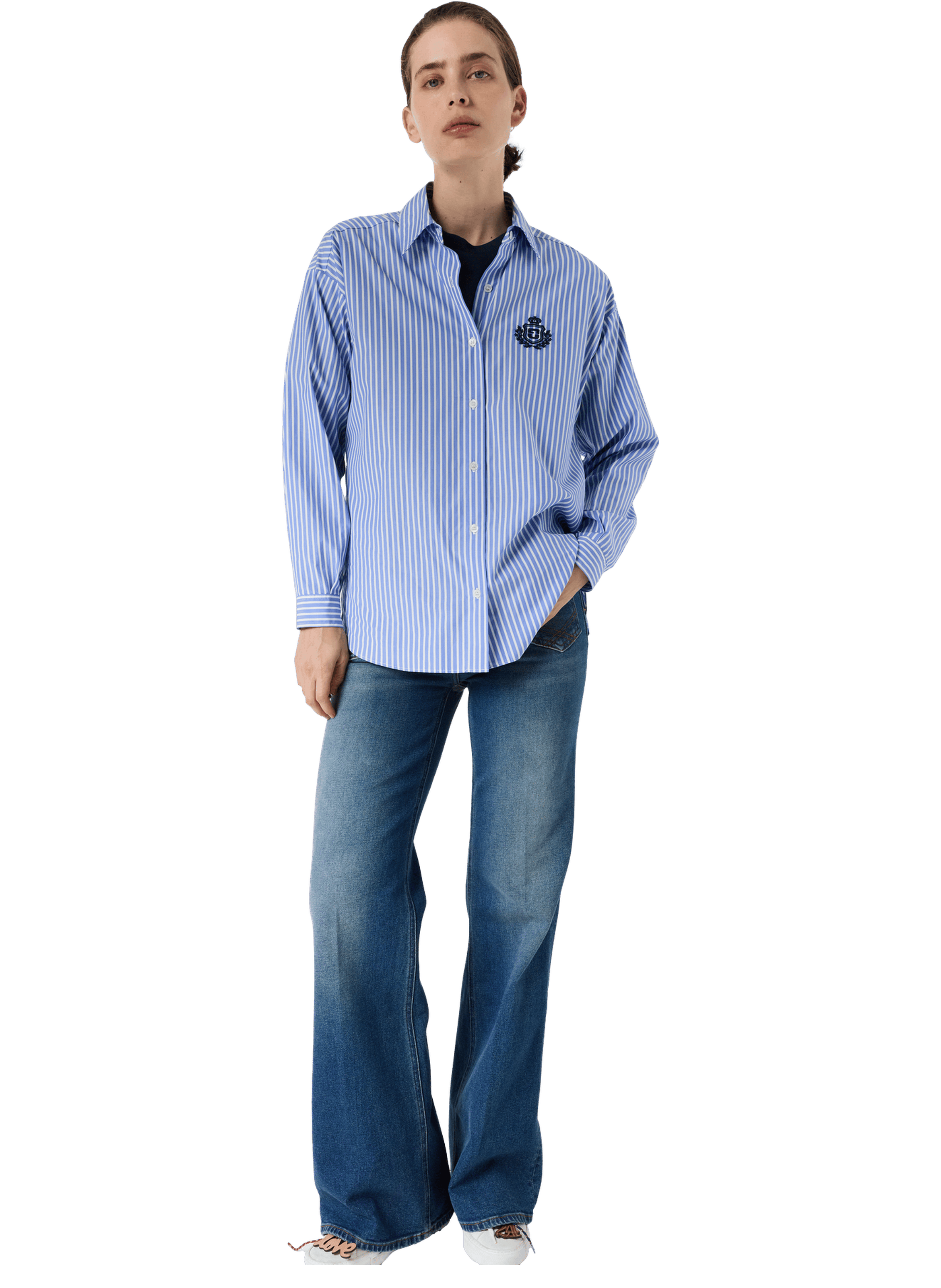 Chemise rayée à blason en coton - cyndra GERARD DAREL Blanc