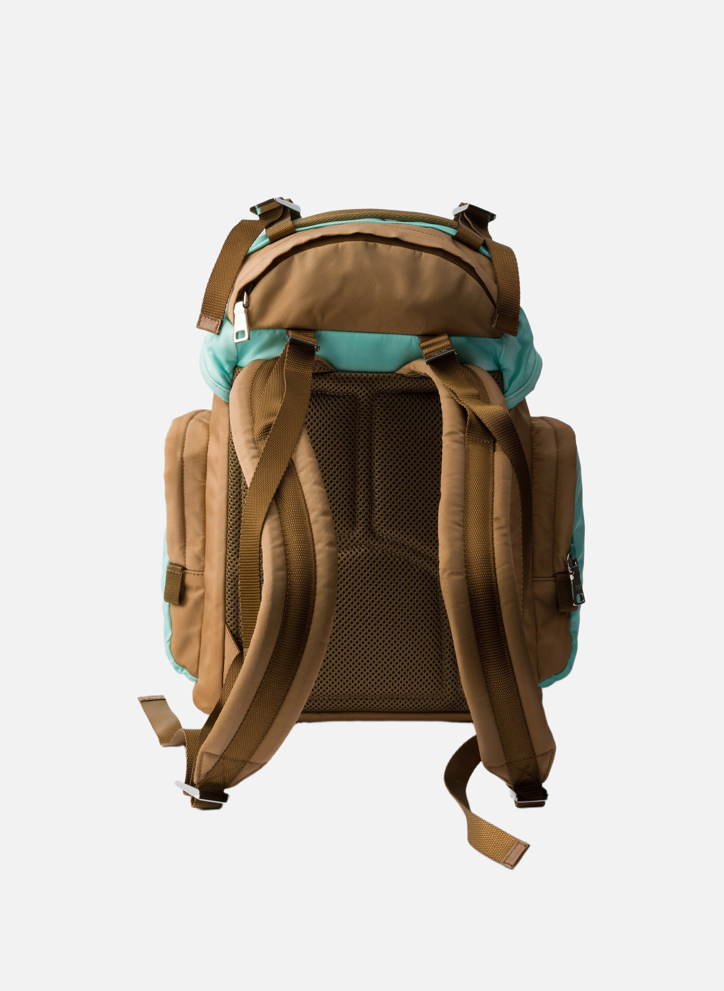 Sac à dos de taille moyenne en re-nylon et cuir sa PRADA Marron