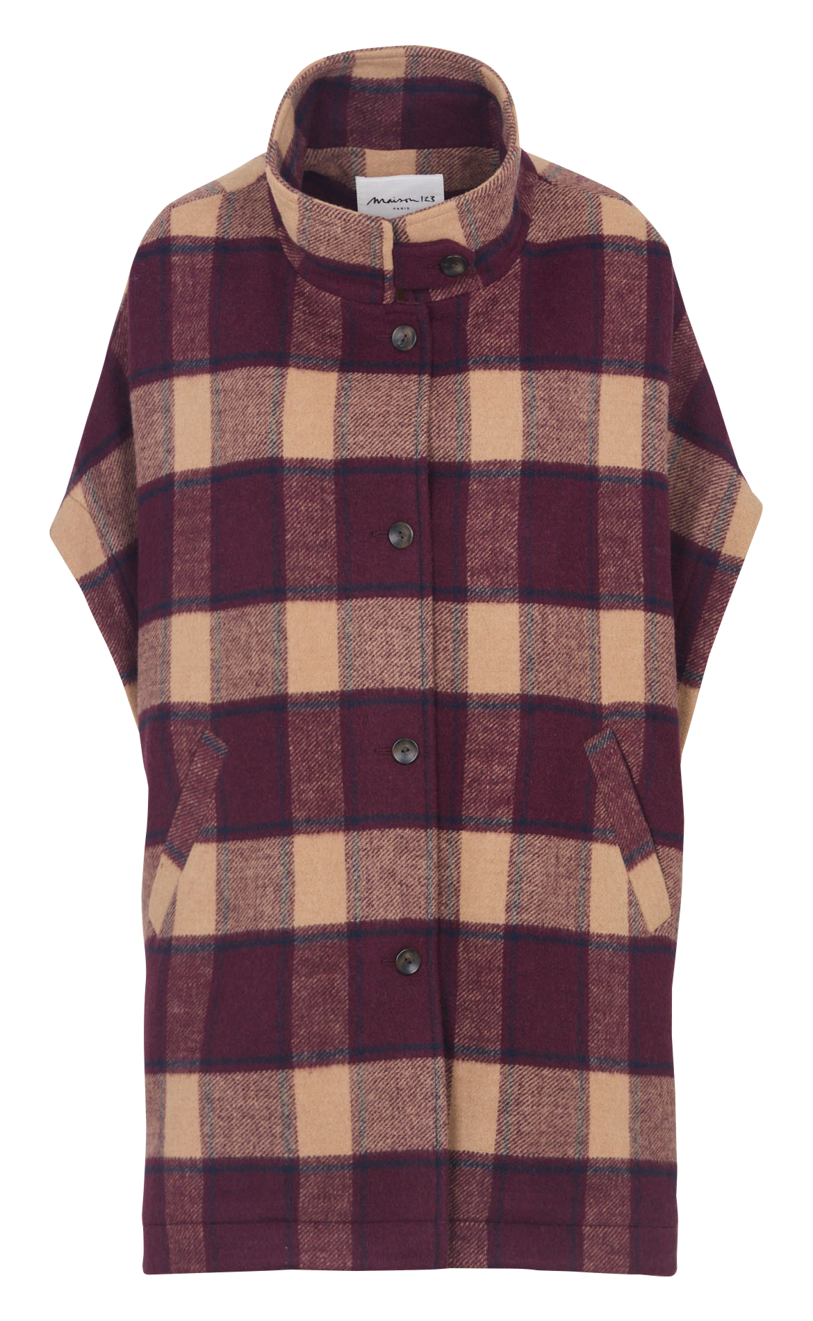 Cape oversize col montant à carreaux dolly MAISON 123 Rouge