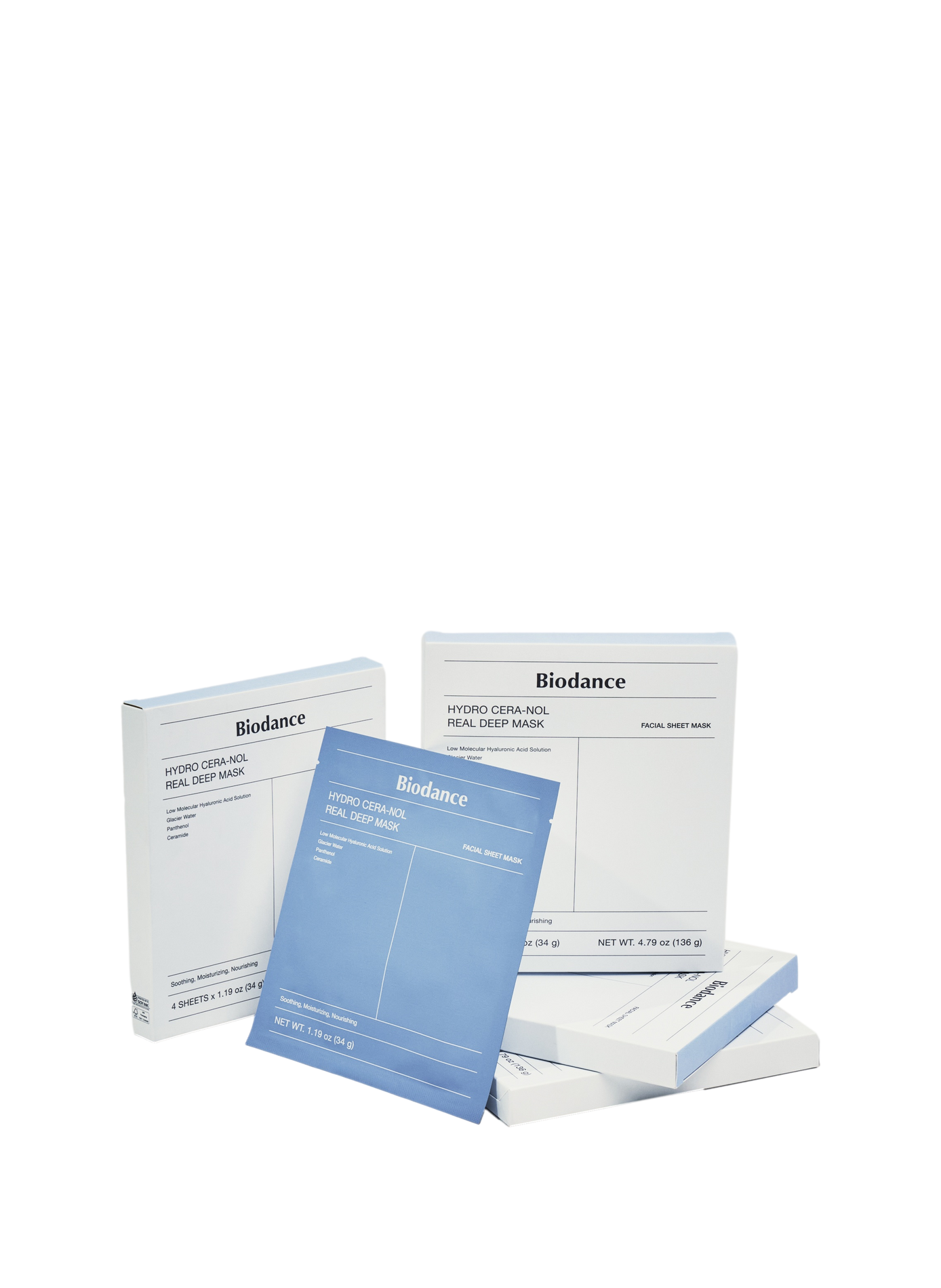 Pack de 4 Masques Hydratant intense à l'Acide Hyaluronique et aux Céramides Cera-Nol BIODANCE No color