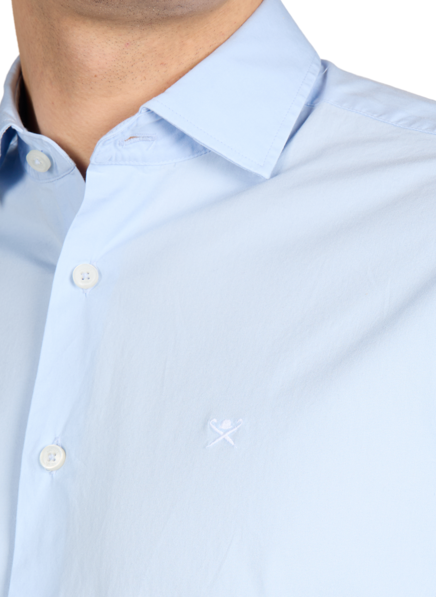 Chemise unie col classique en coton HACKETT Bleu