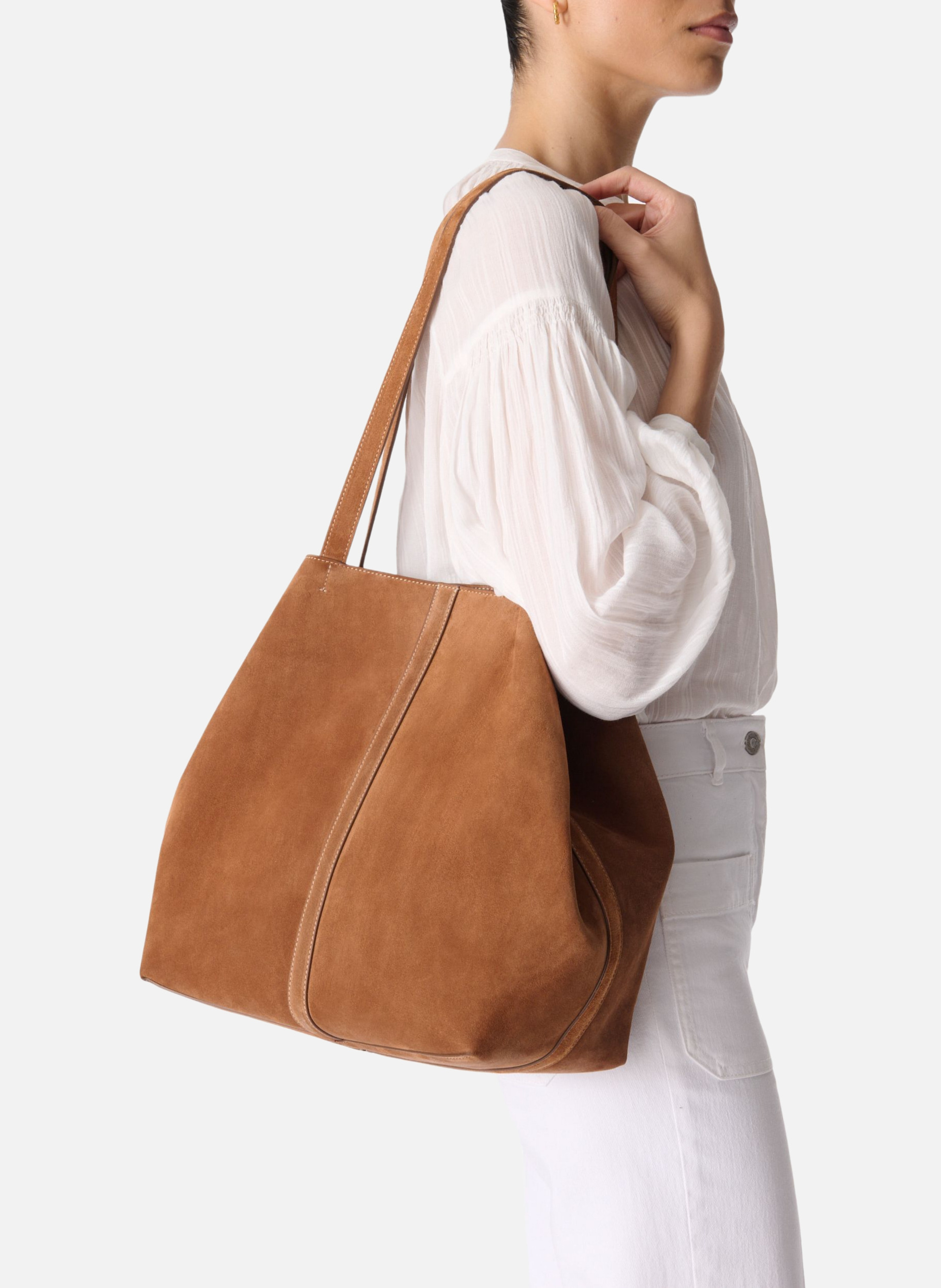 Grand cabas daily en cuir velours VANESSA BRUNO Marron