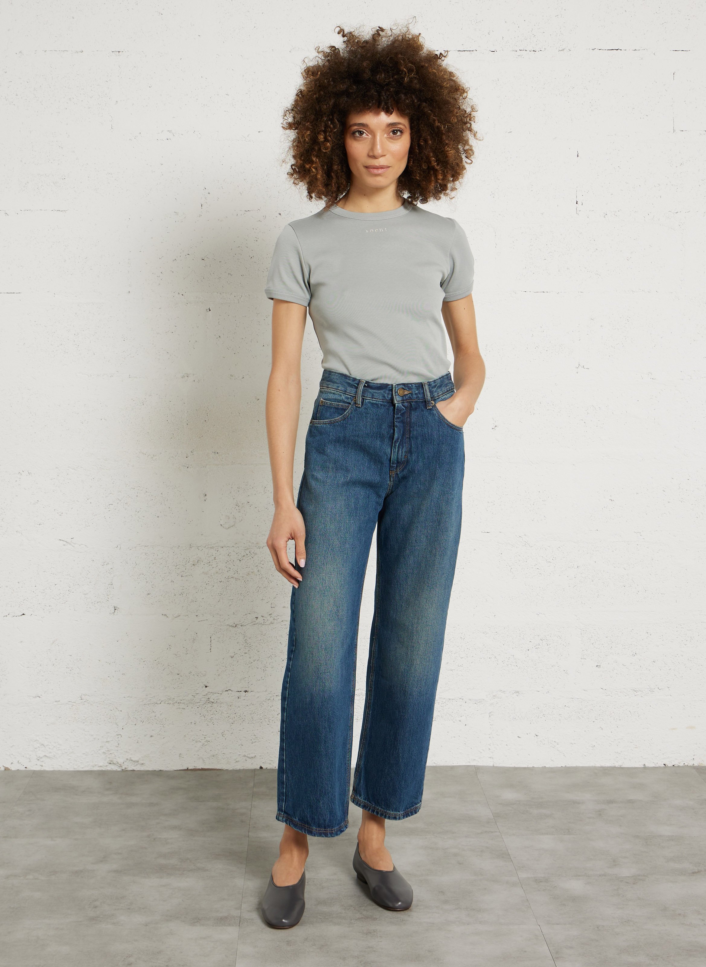 Tee-shirt droit col rond en coton bio aristide SOEUR Bleu