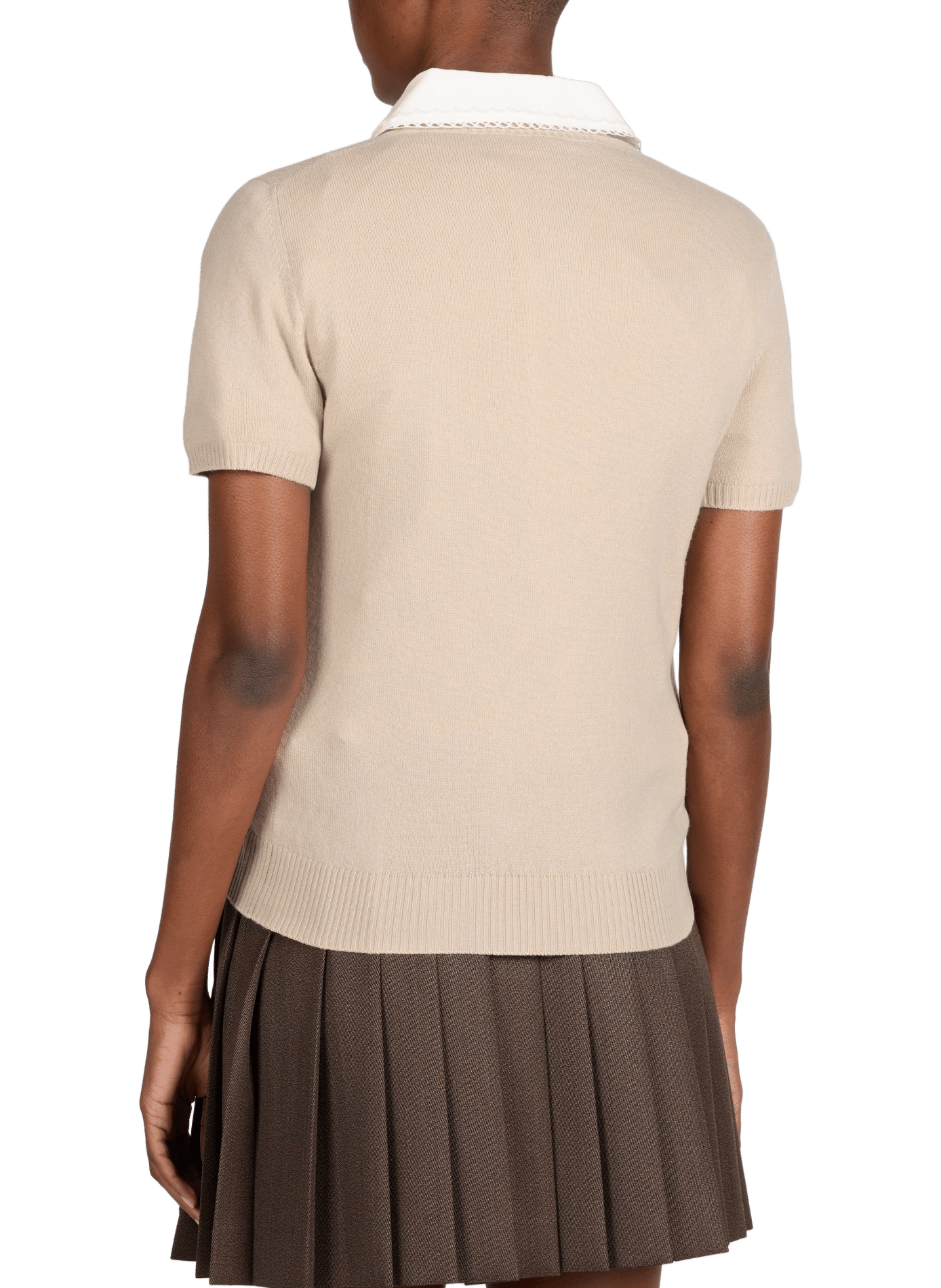 Top à col boutonné en cachemire MIU MIU Beige