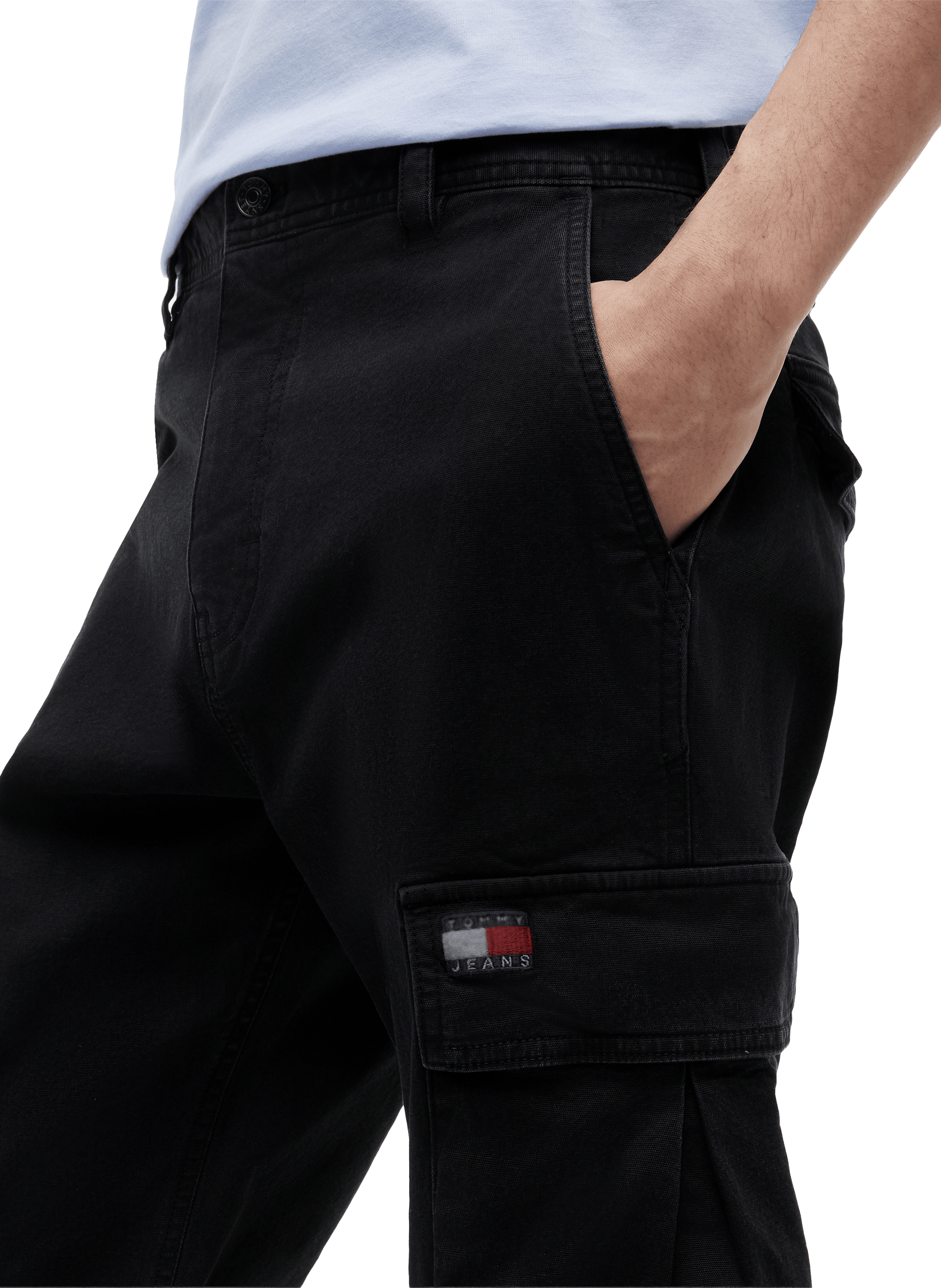 Straight cargo pants in mixed cotton TOMMY HILFIGER Black