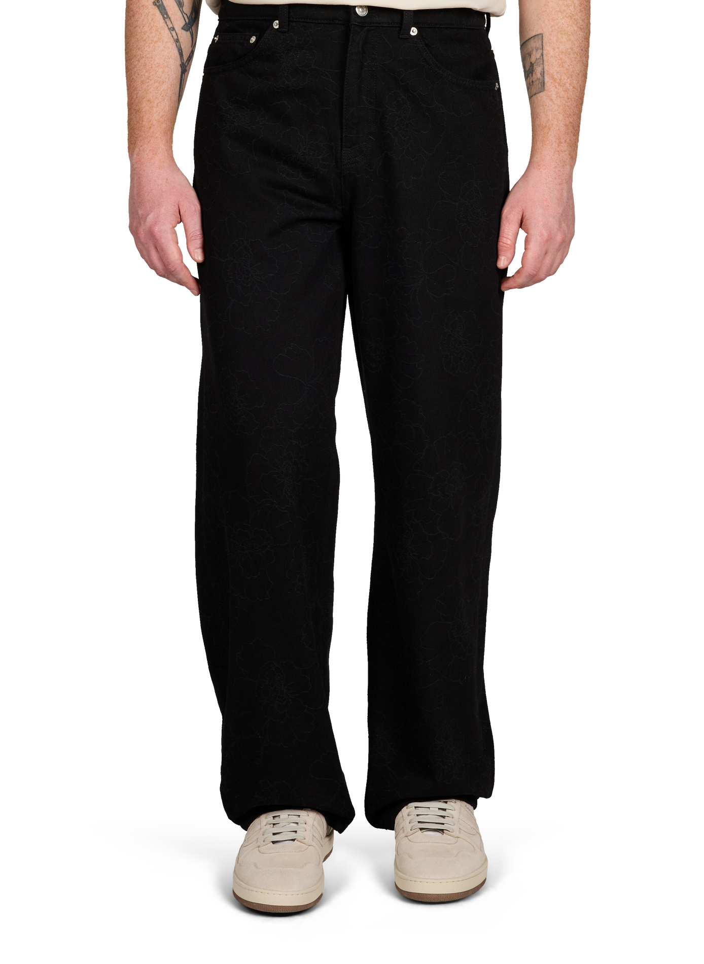 Pantalon Roi à fleurs en coton LES DEUX Noir