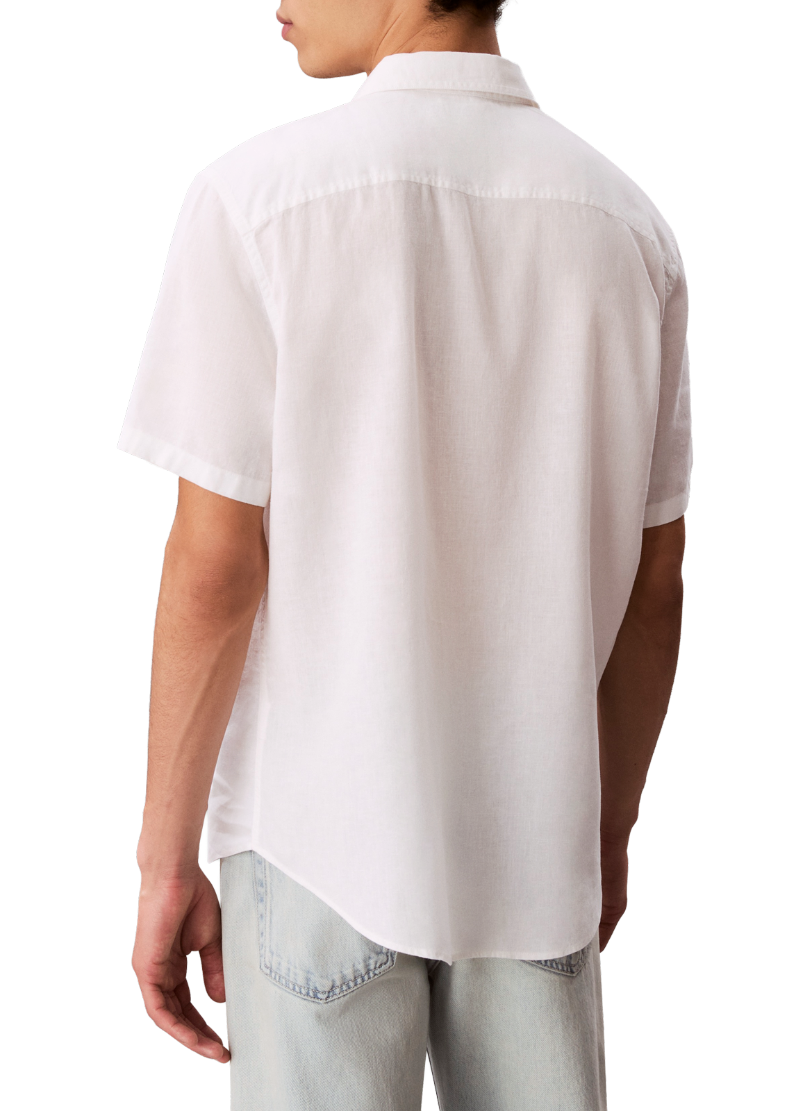 Straight short-sleeved shirt in blended linen CALVIN KLEIN White