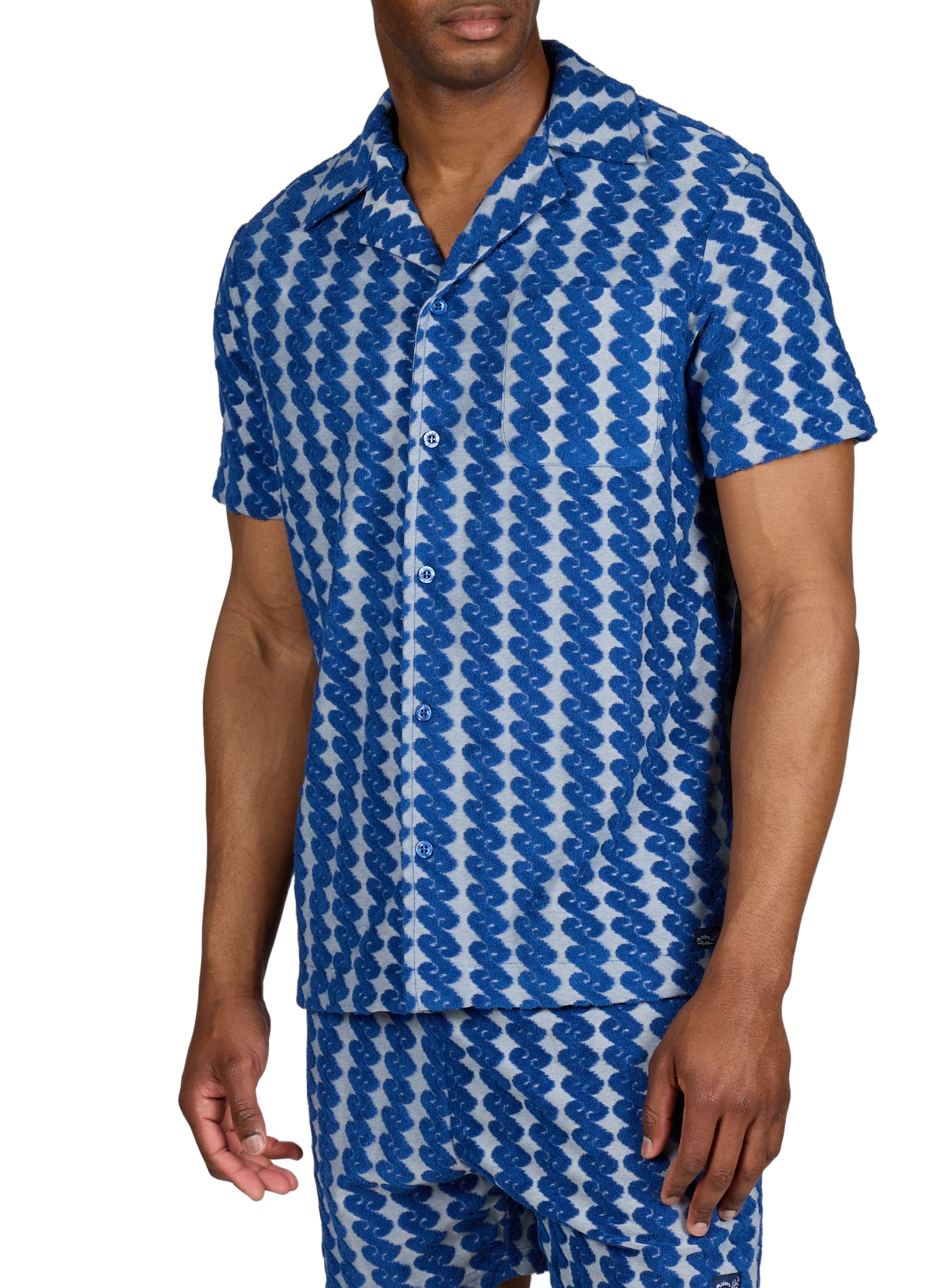 Germain patterned polo in blended cotton MAISON LABICHE Blue