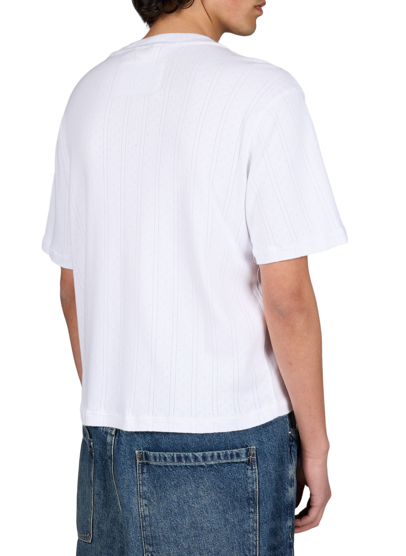 Loose round neck cotton perforated tee-shirt CAMIEL FORTGENS White
