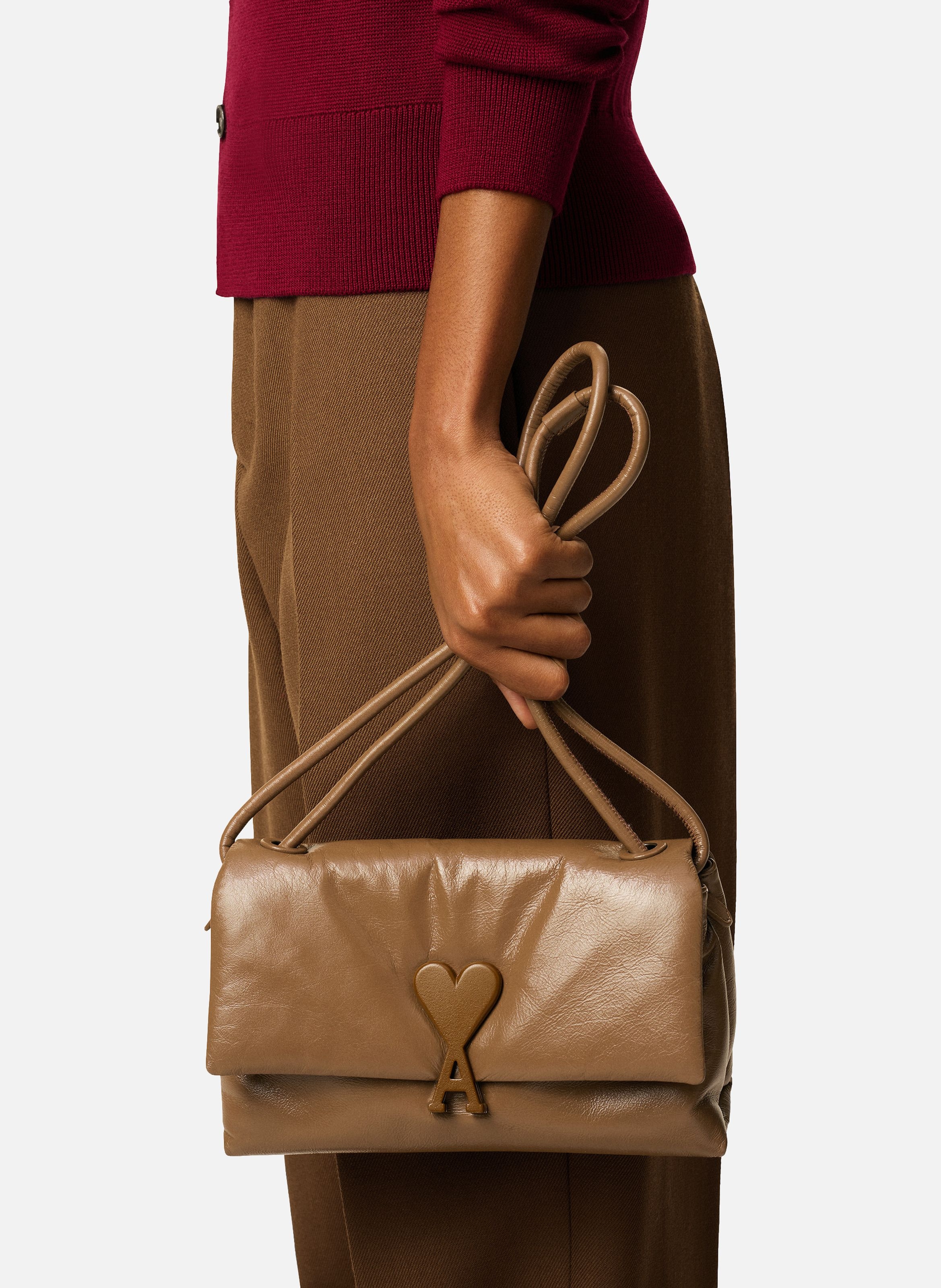 Sac voulez vous en cuir lisse unisexe AMI PARIS Gris