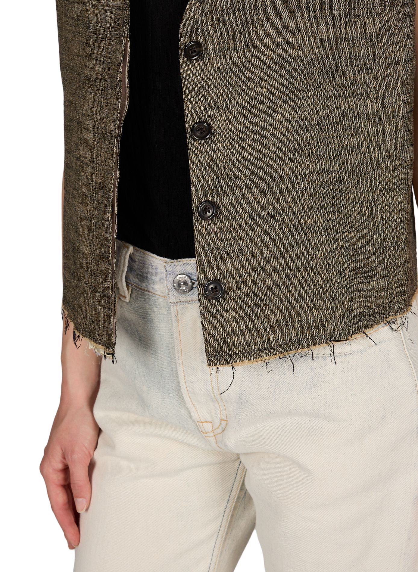 Gilet tailleur col V en lin mélangé OUR LEGACY Beige