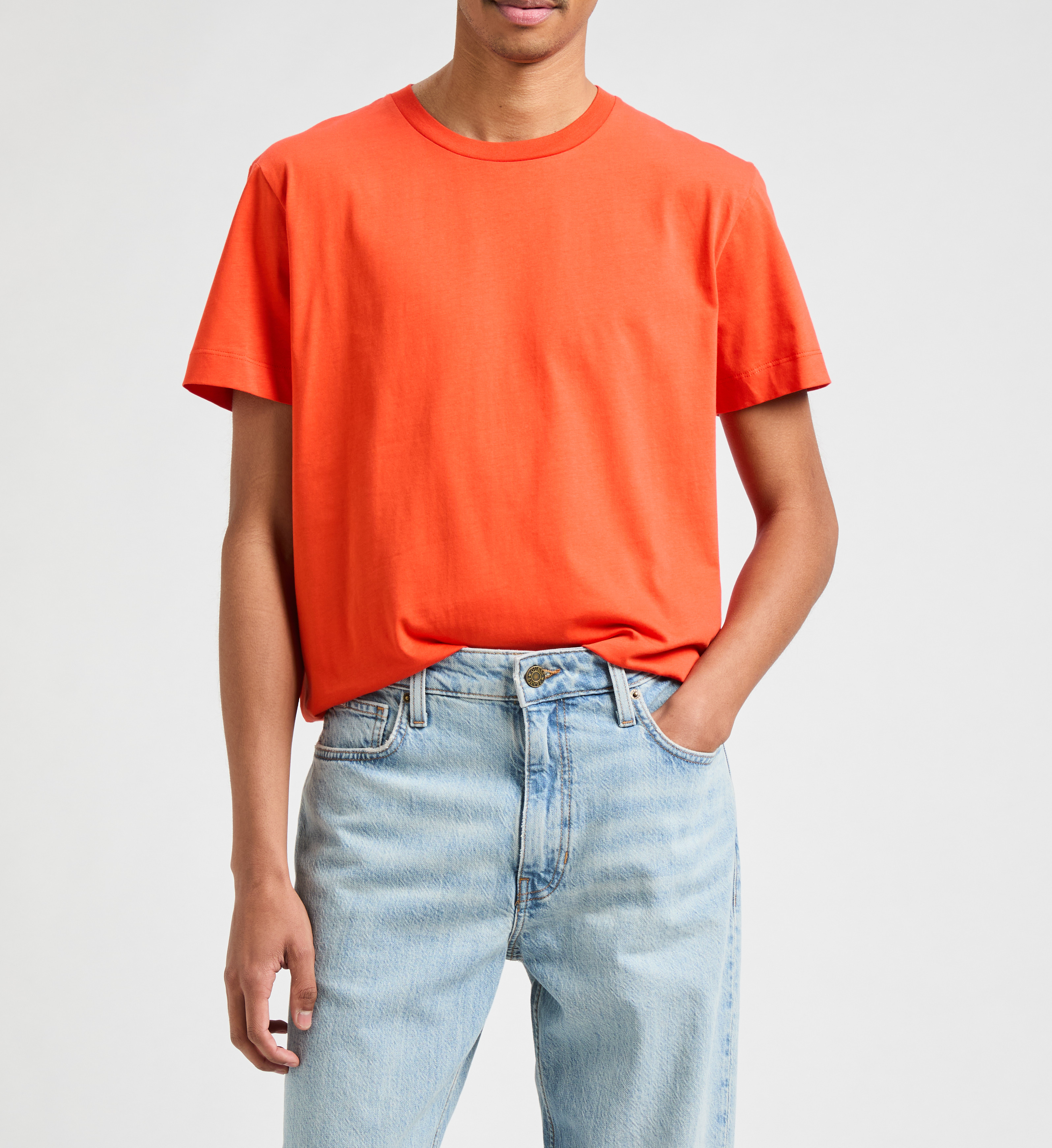 Organic cotton round-neck T-shirt AU PRINTEMPS PARIS Orange