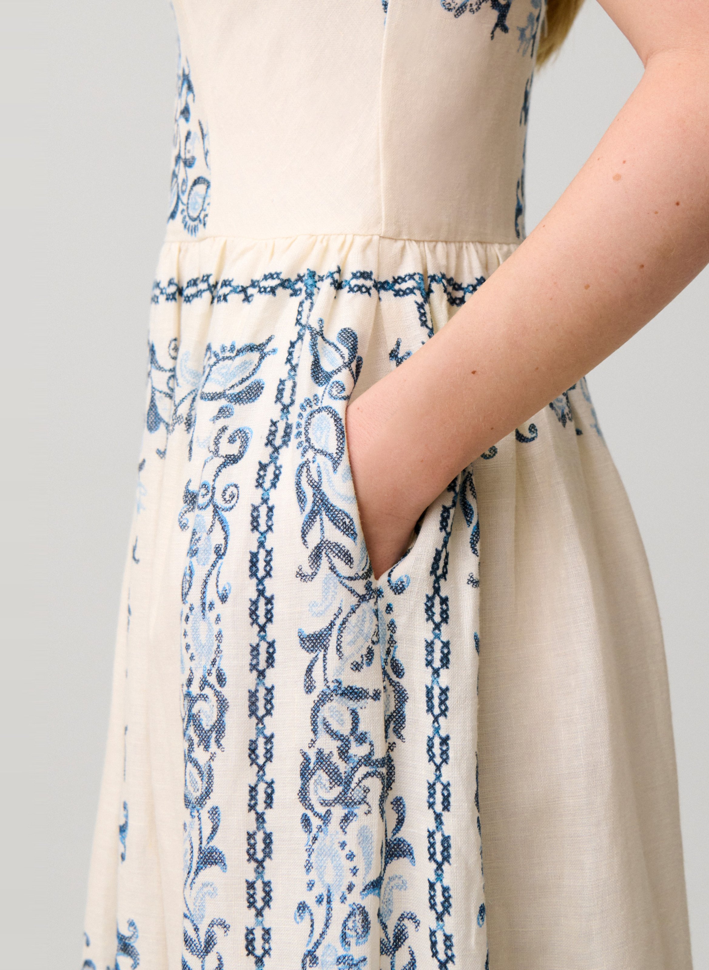 Robe en lin imprimé Multicolore