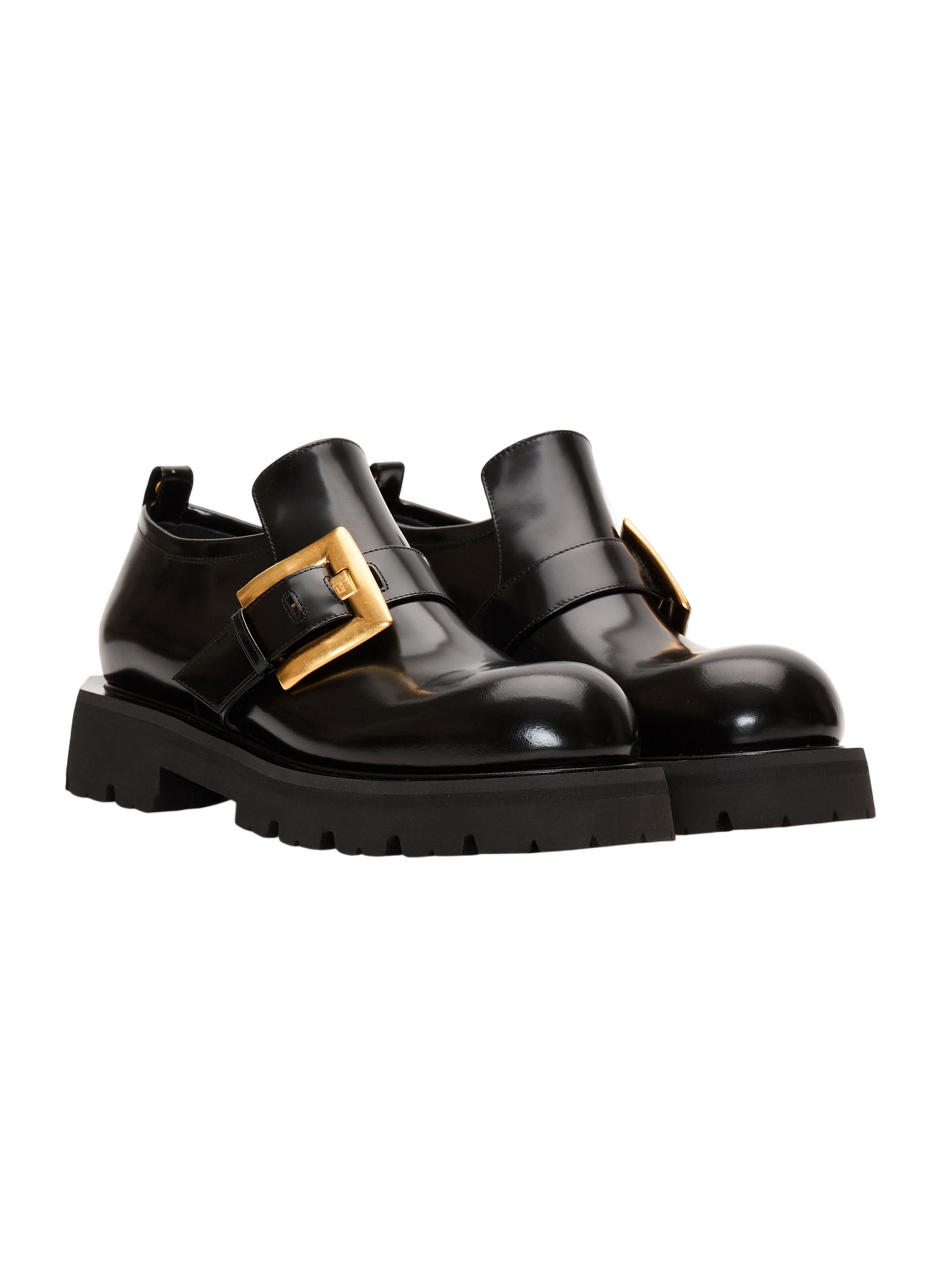 Mocassins anthem en cuir glacé BALMAIN Noir