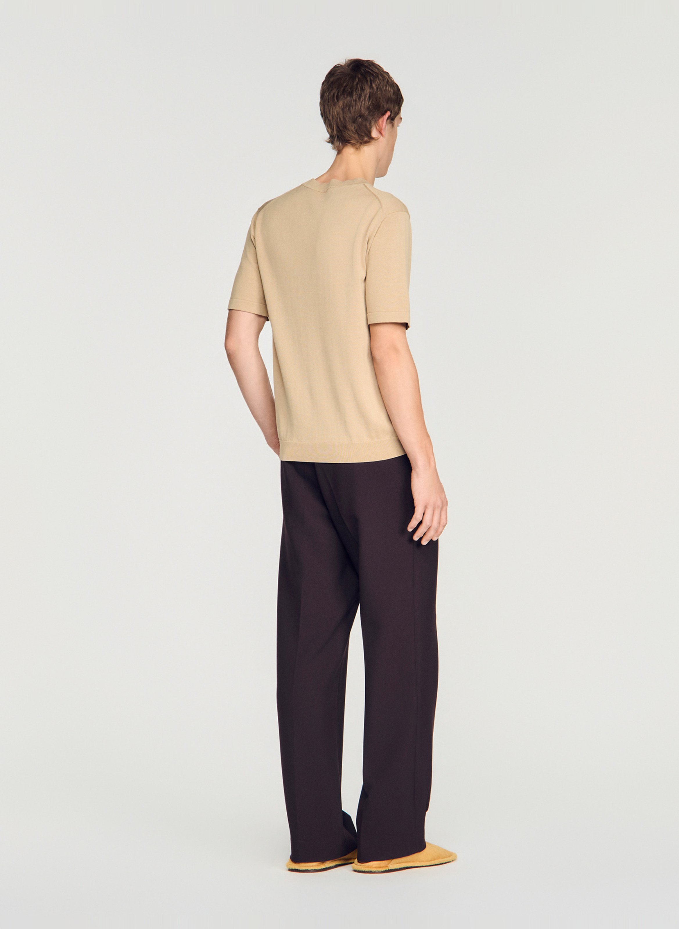 Pull droit manches courtes SANDRO Marron